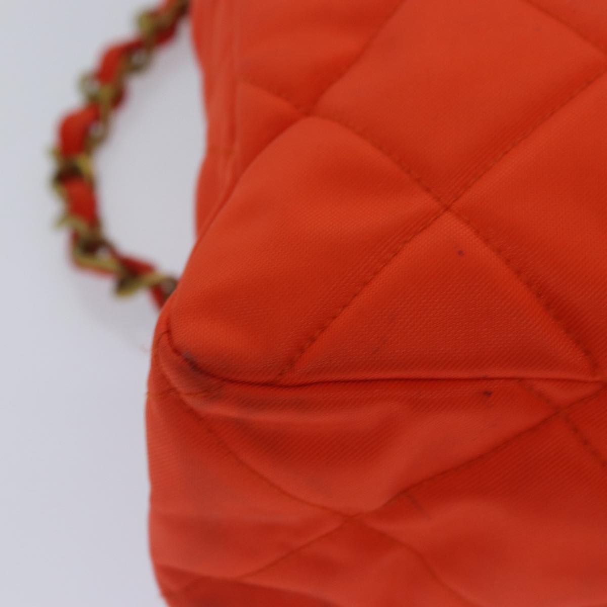 Top Quality Chanel Matelasse Chain Shoulder Bag Nylon Orange Gold CC Auth bs17255