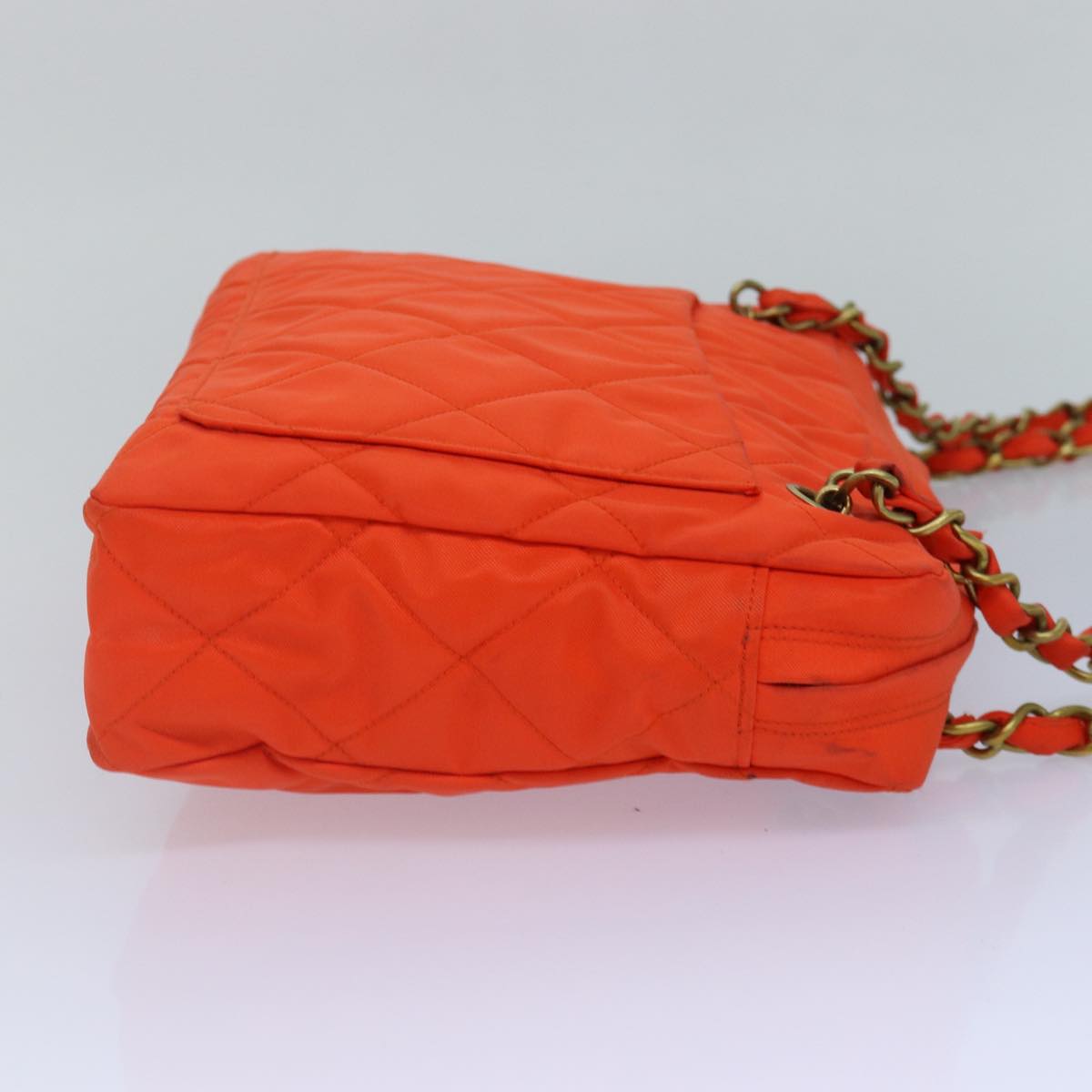 Top Quality Chanel Matelasse Chain Shoulder Bag Nylon Orange Gold CC Auth bs17255