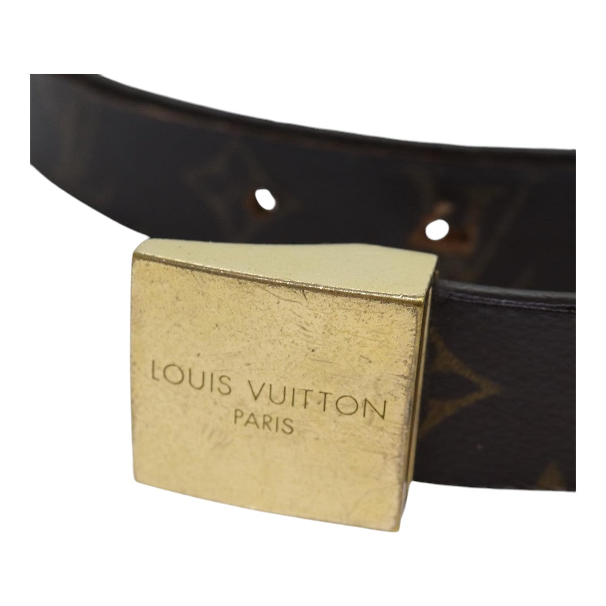 LOUIS VUITTON Monogram Ceinture Care Belt 48.4" Gold M6800Y LV Auth bs17455