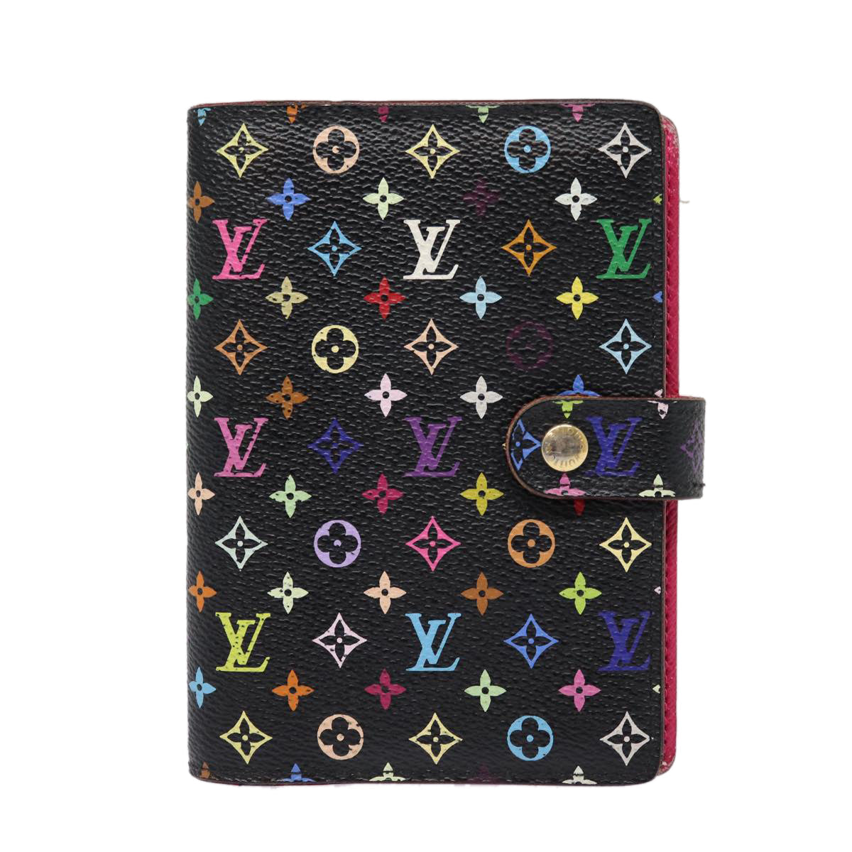 LOUIS VUITTON Multicolor Agenda PM Day Planner Cover Black R21076 Auth bs17459