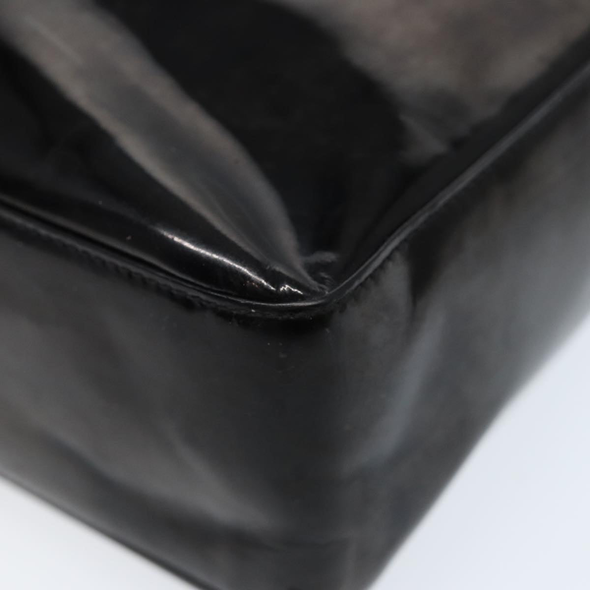 Top Quality Chanel Hand Bag Patent leather Black Gold CC Auth bs17486