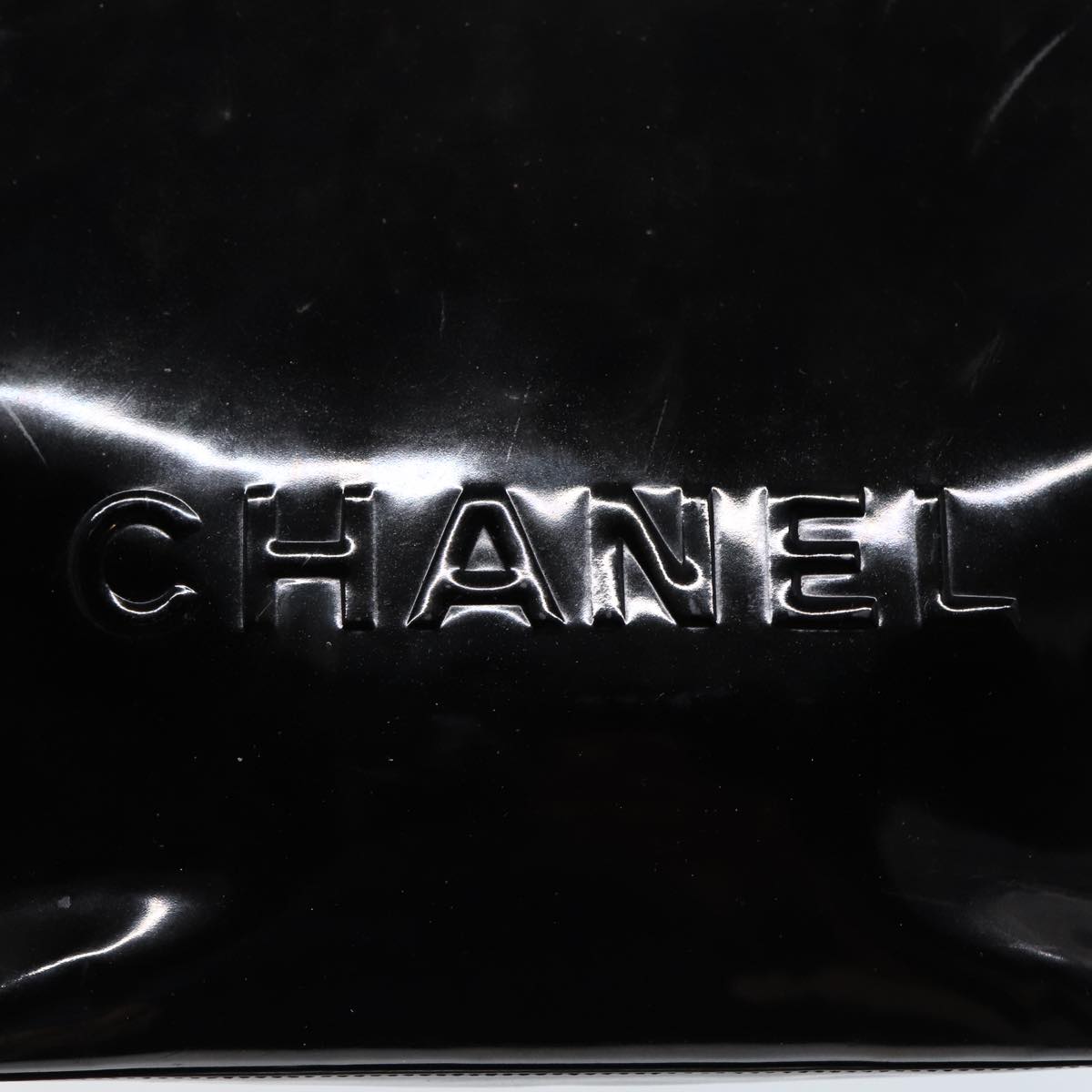 Top Quality Chanel Hand Bag Patent leather Black Gold CC Auth bs17486