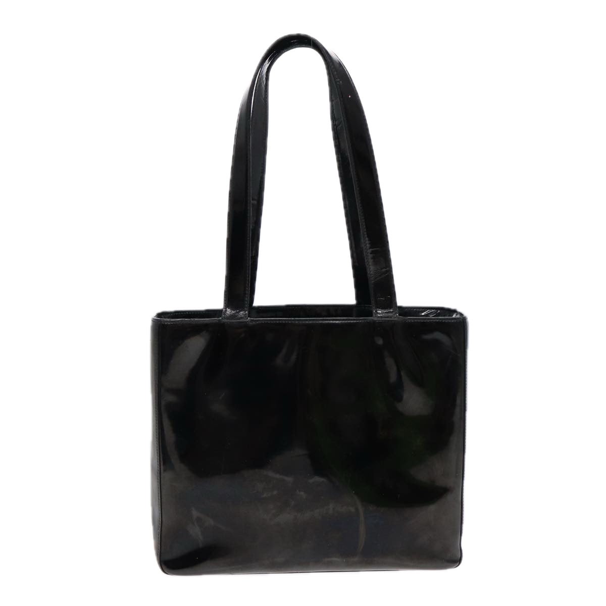 Top Quality Chanel Hand Bag Patent leather Black Gold CC Auth bs17486