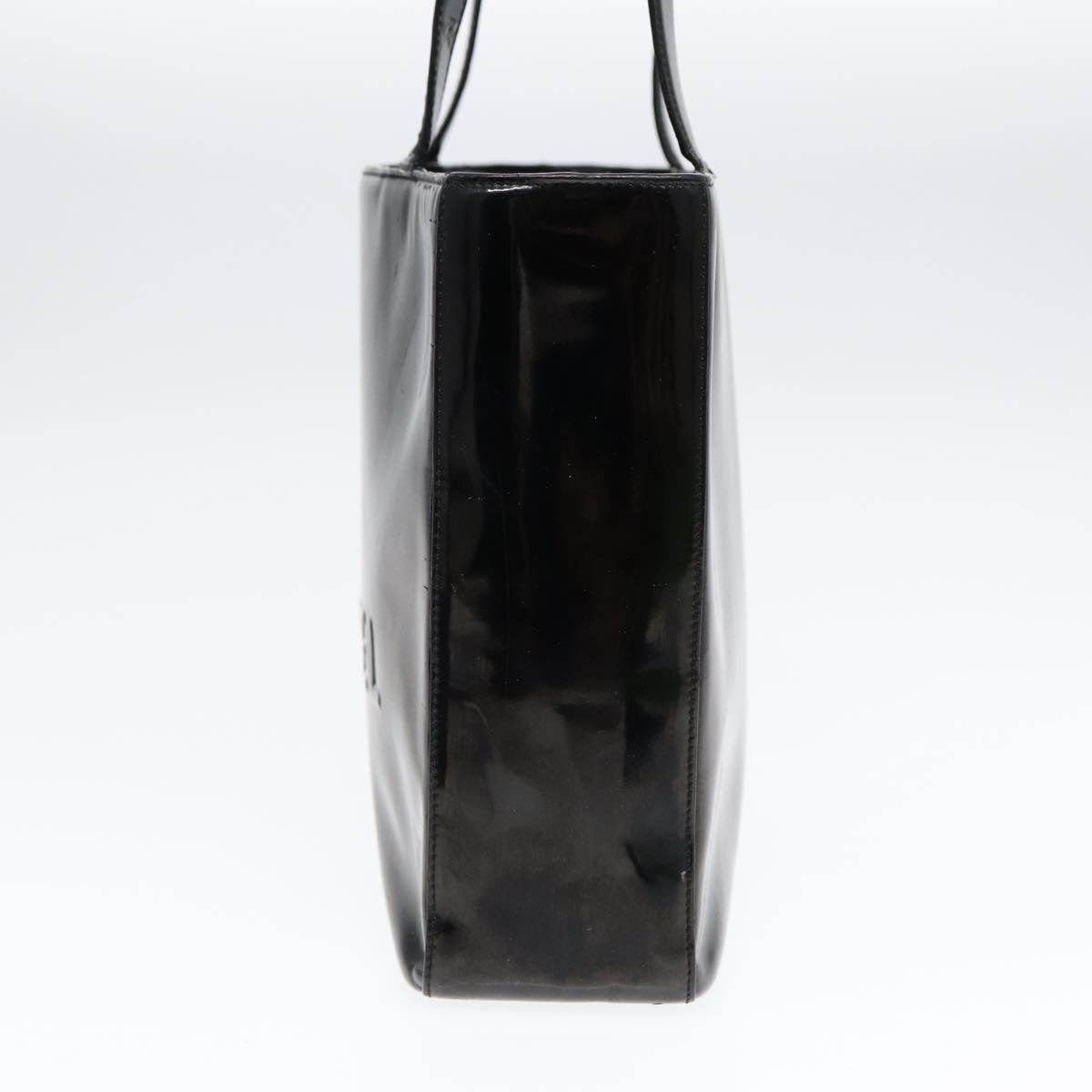 Top Quality Chanel Hand Bag Patent leather Black Gold CC Auth bs17486