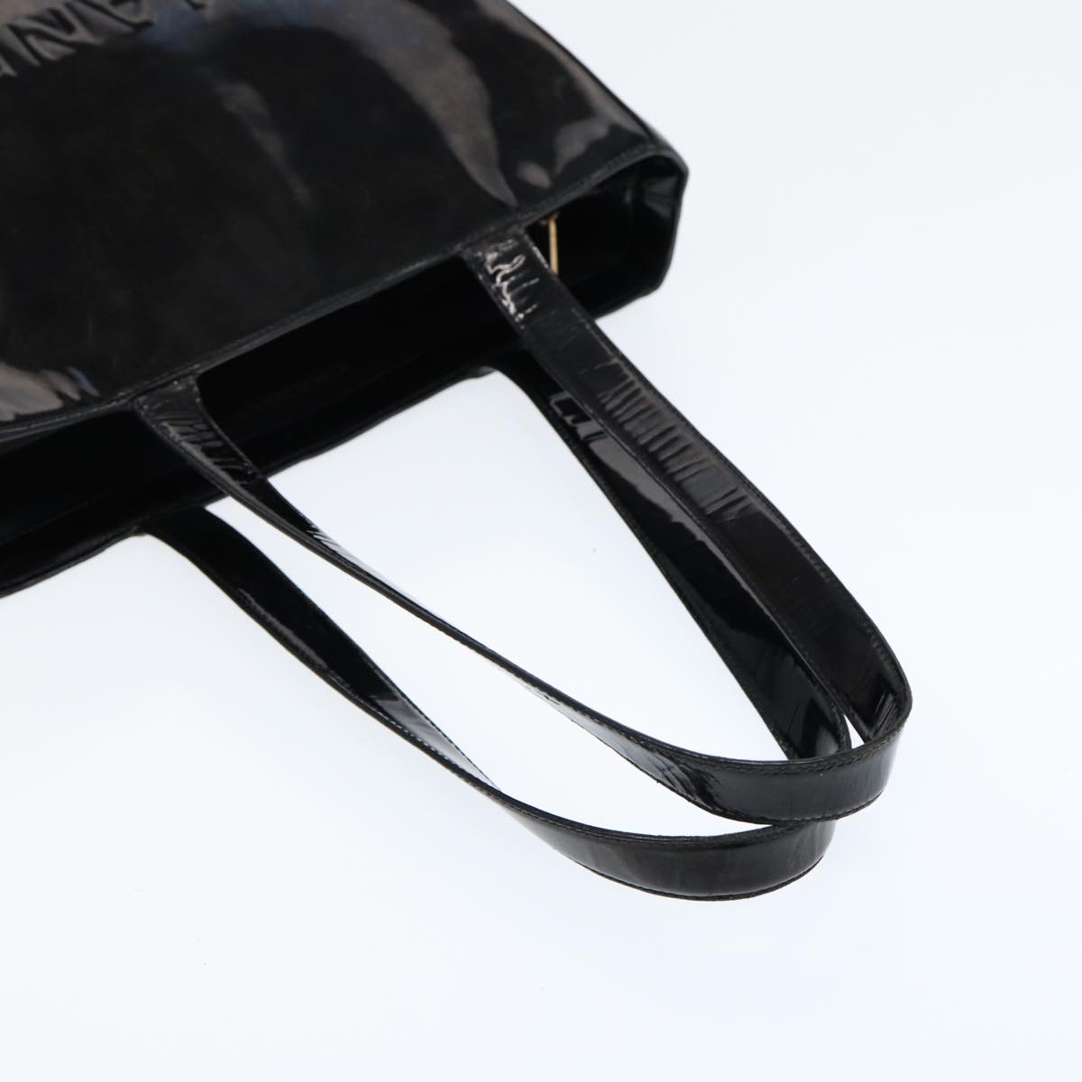 Top Quality Chanel Hand Bag Patent leather Black Gold CC Auth bs17486