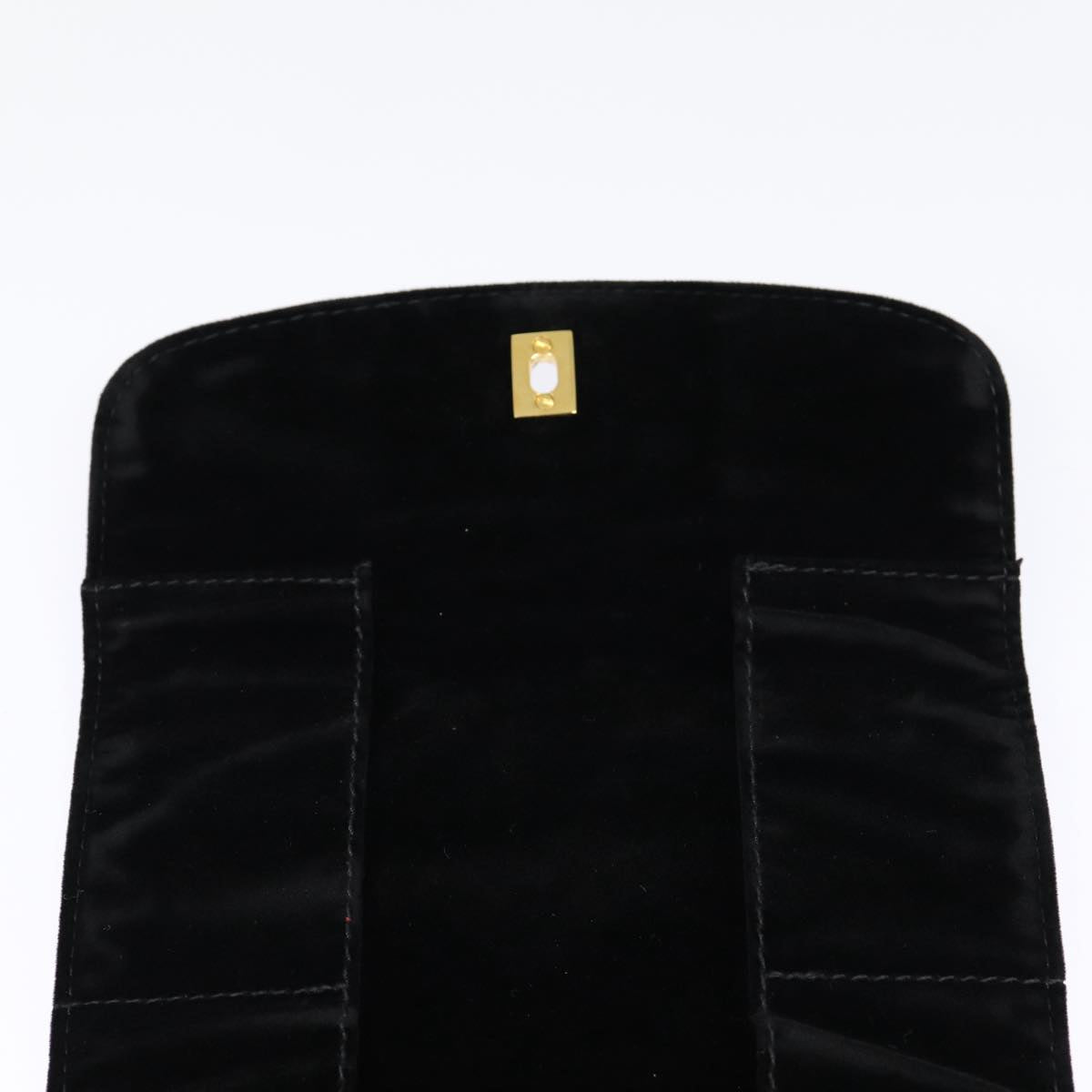Top Quality Chanel Cosmetic Case Cosmetic Pouch Velor Black Gold CC Auth bs17507