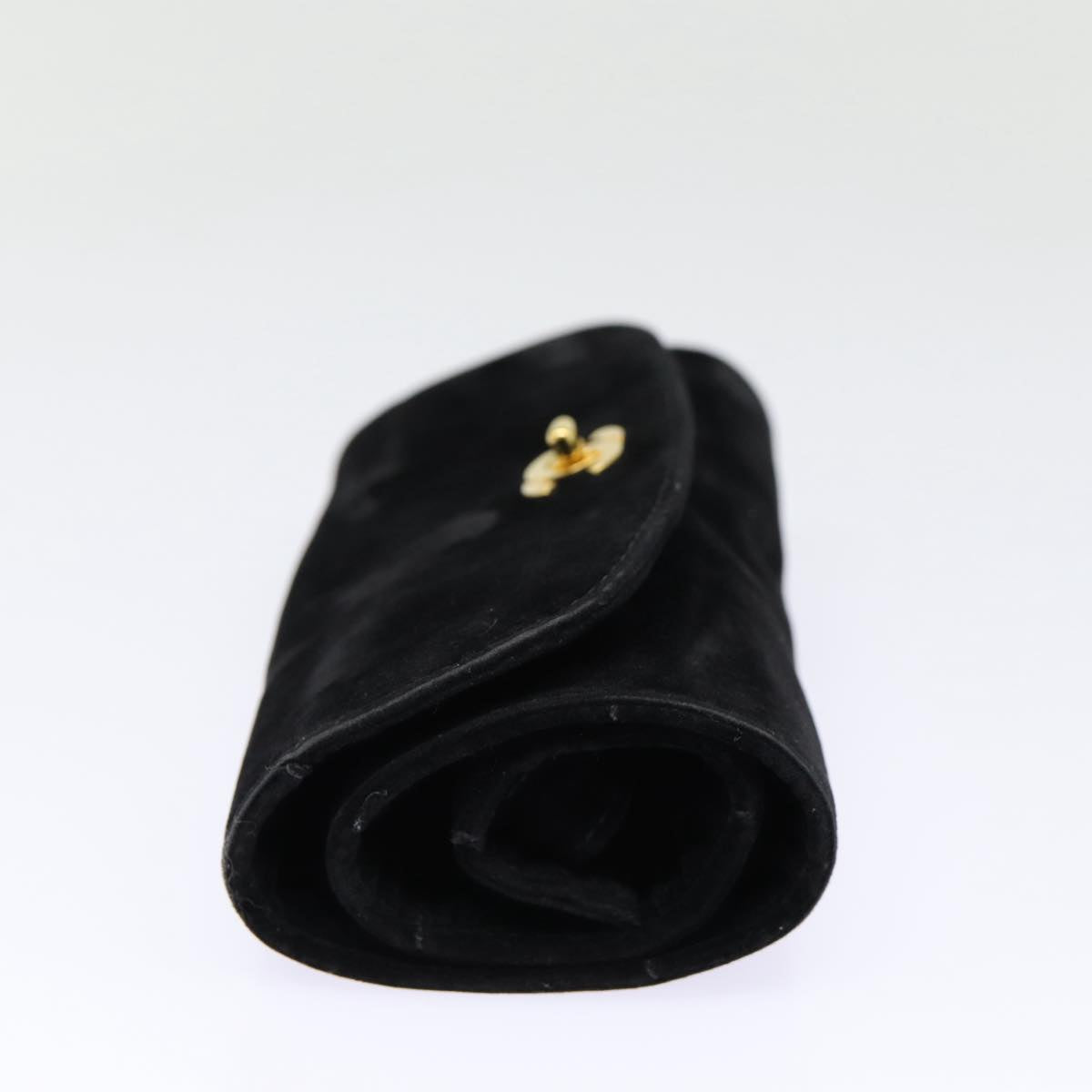 Top Quality Chanel Cosmetic Case Cosmetic Pouch Velor Black Gold CC Auth bs17507