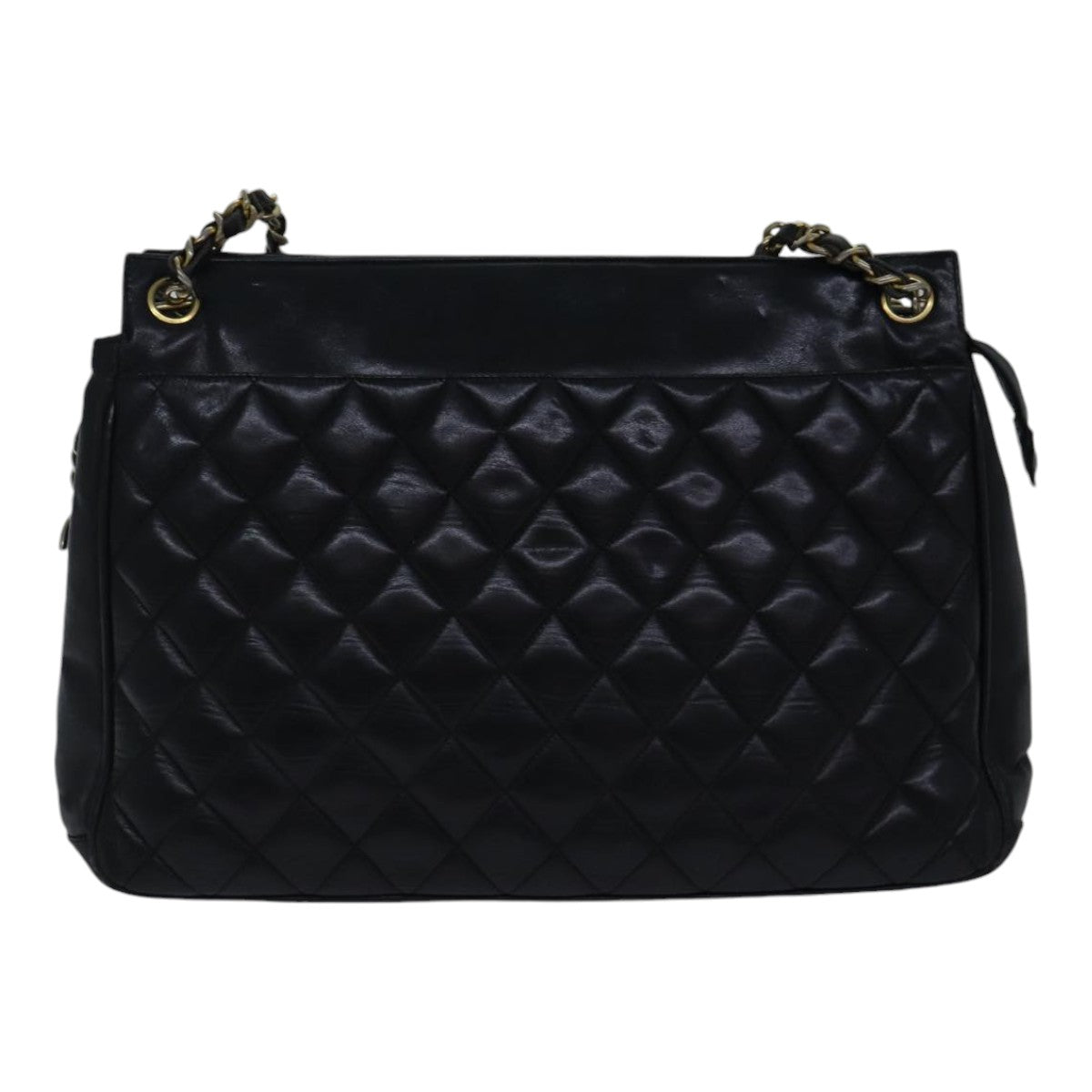 Top Quality Chanel Matelasse Chain Shoulder Bag Lamb Skin Black Gold CC Auth bs17535