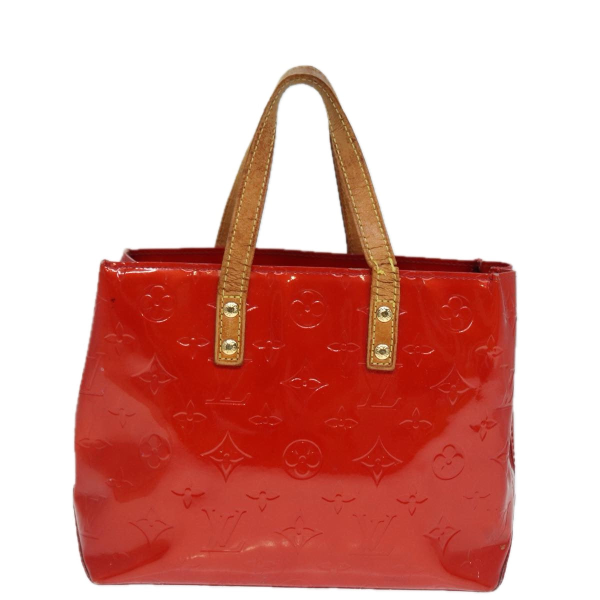 LOUIS VUITTON Monogram Vernis Reade PM Hand Bag Red Rouge M91088 LV Auth bs17816