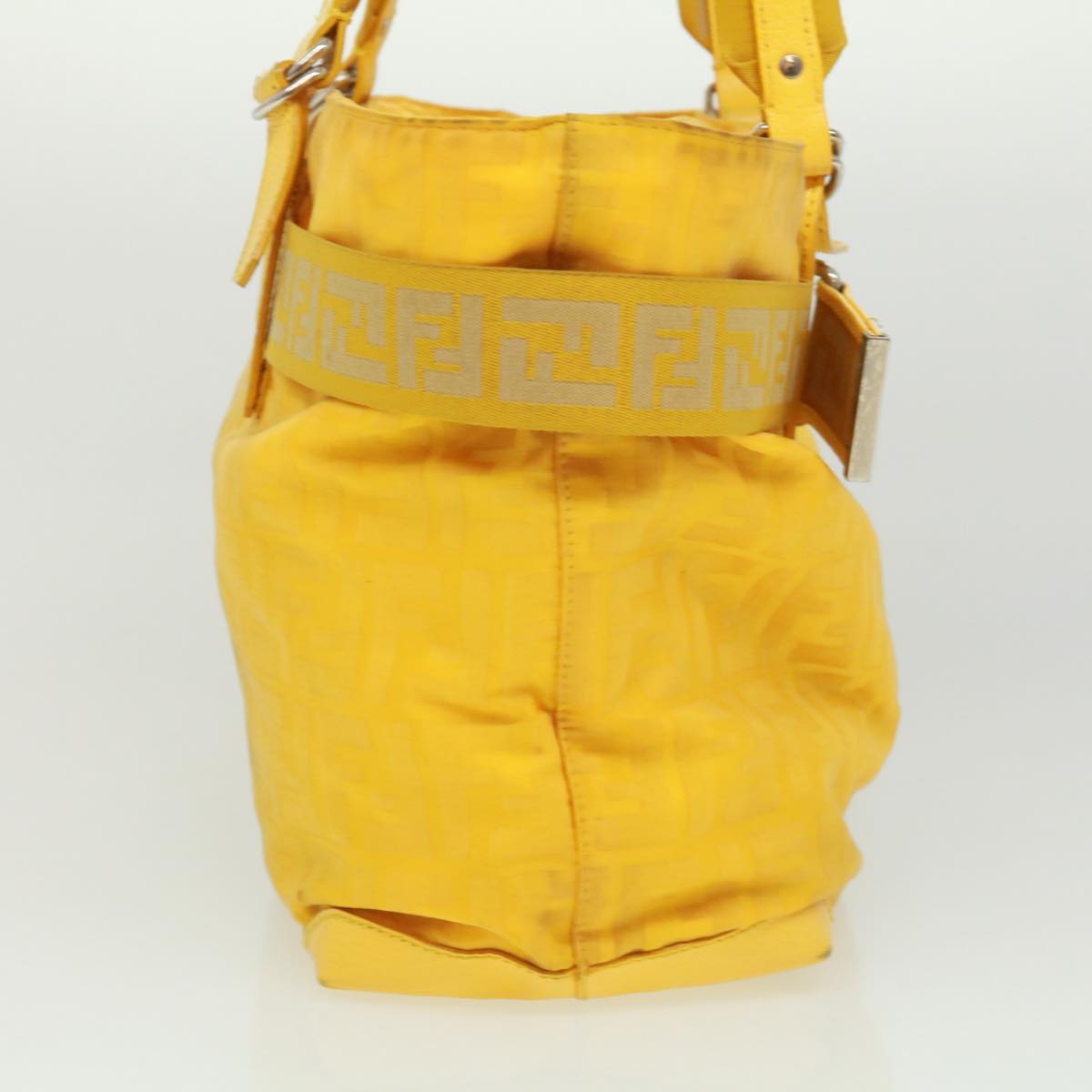 FENDI Zucca Canvas Tote Bag Nylon Yellow Auth bs2911