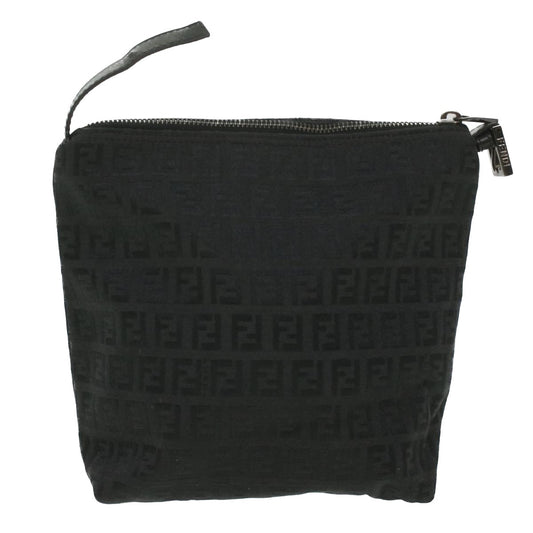 FENDI Zucchino Canvas Hand Bag Black Auth bs4045