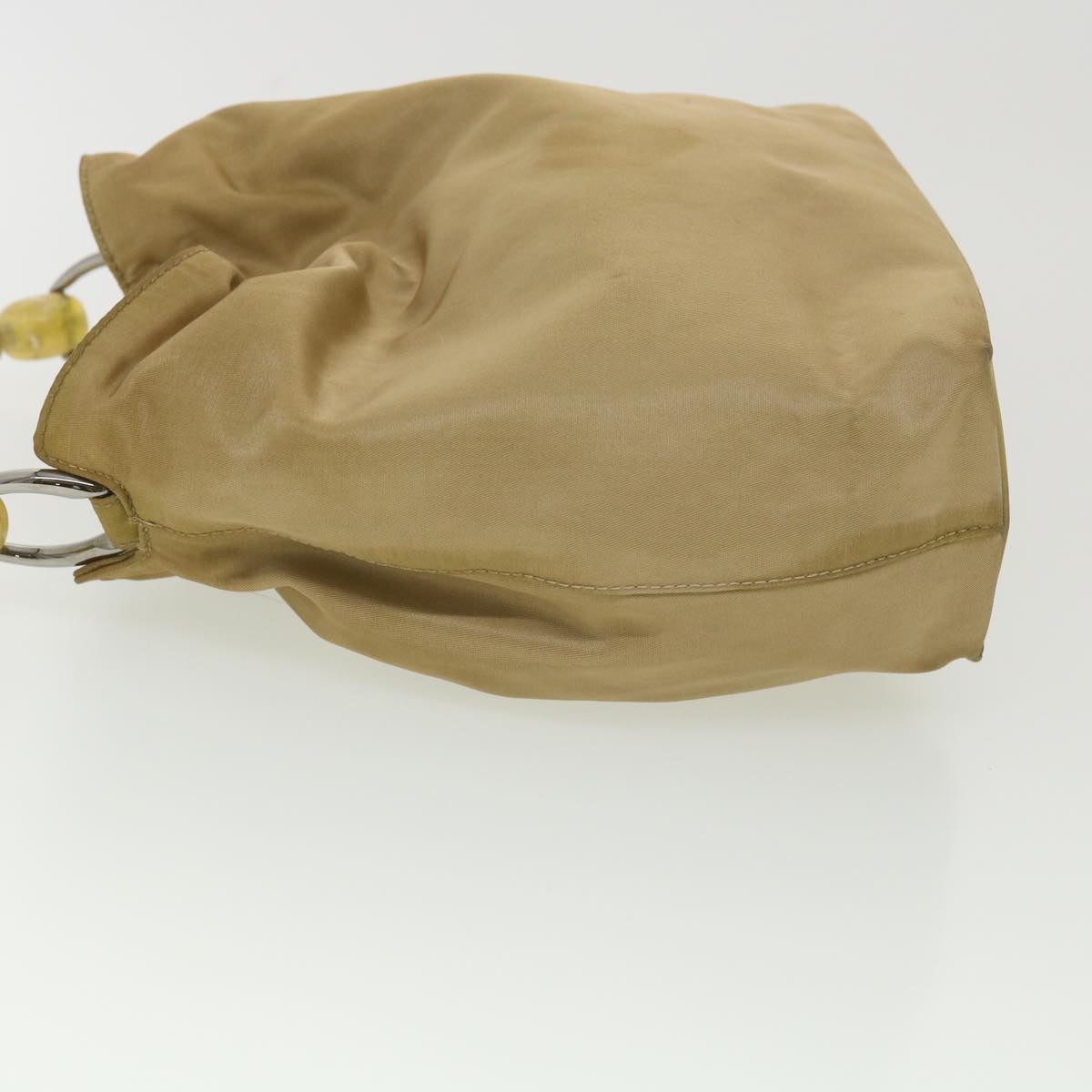 CHRISTIAN DIOR Maris Pearl Hand Bag Nylon Beige Auth bs4600