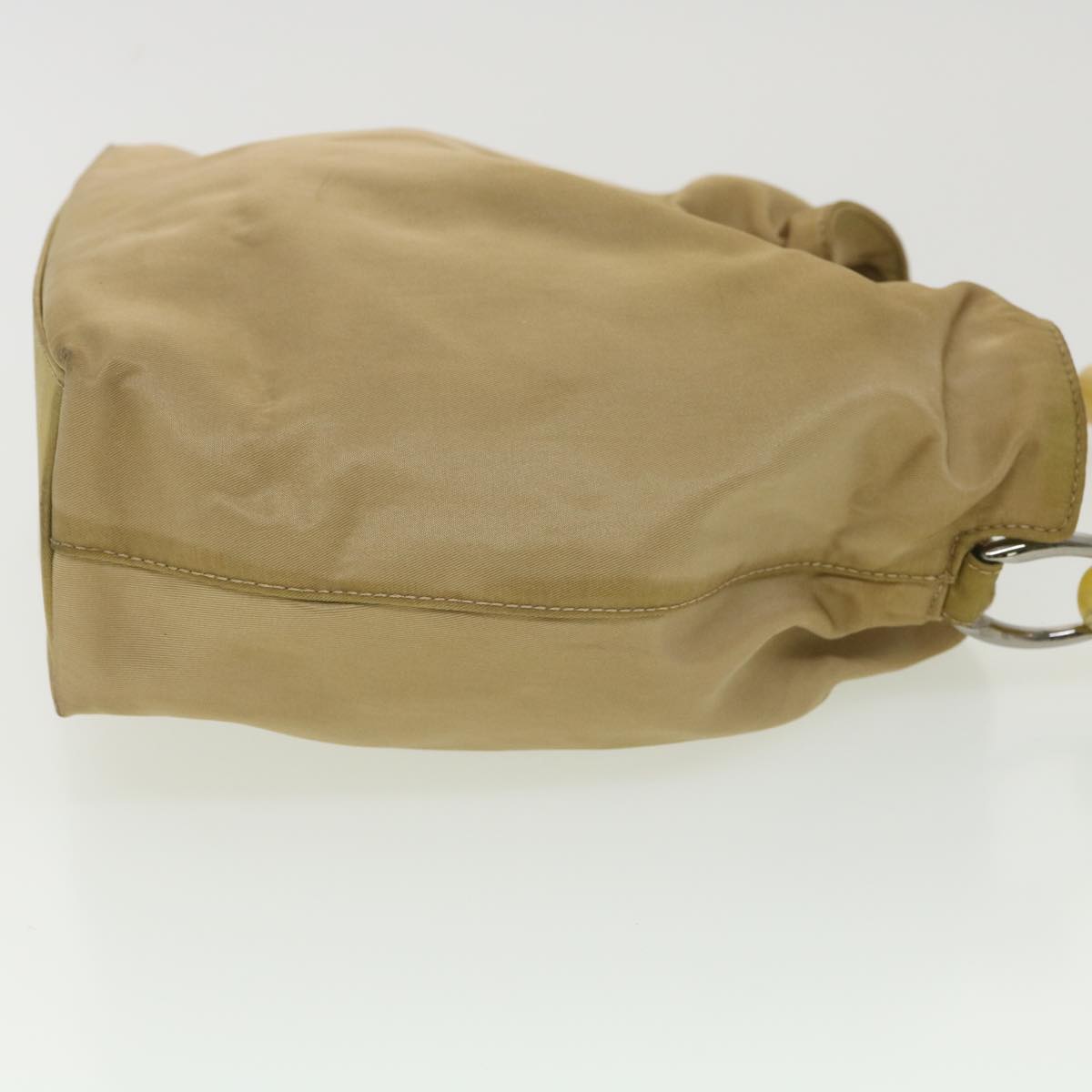 CHRISTIAN DIOR Maris Pearl Hand Bag Nylon Beige Auth bs4600