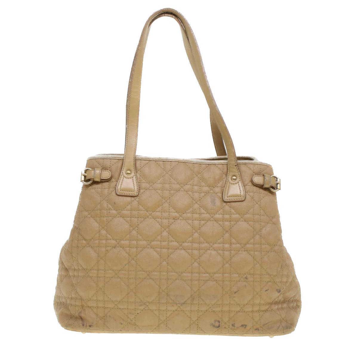 CHRISTIAN DIOR Lady Dior Canage Tote Bag Coated Canvas Beige Auth bs5870