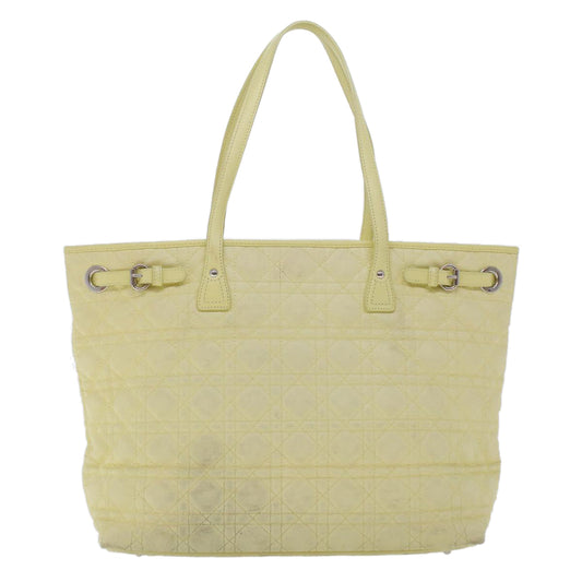 CHRISTIAN DIOR Lady Dior Canage Tote Bag Coated Canvas Yellow Auth bs5871