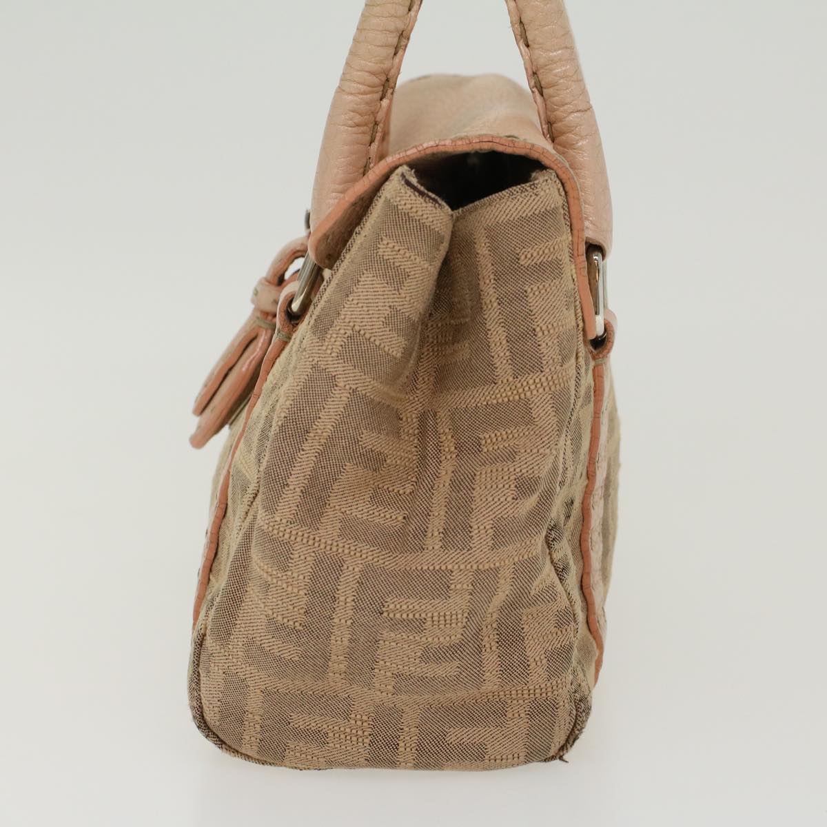 FENDI Zucca Canvas Linda Hand Bag Beige Pink