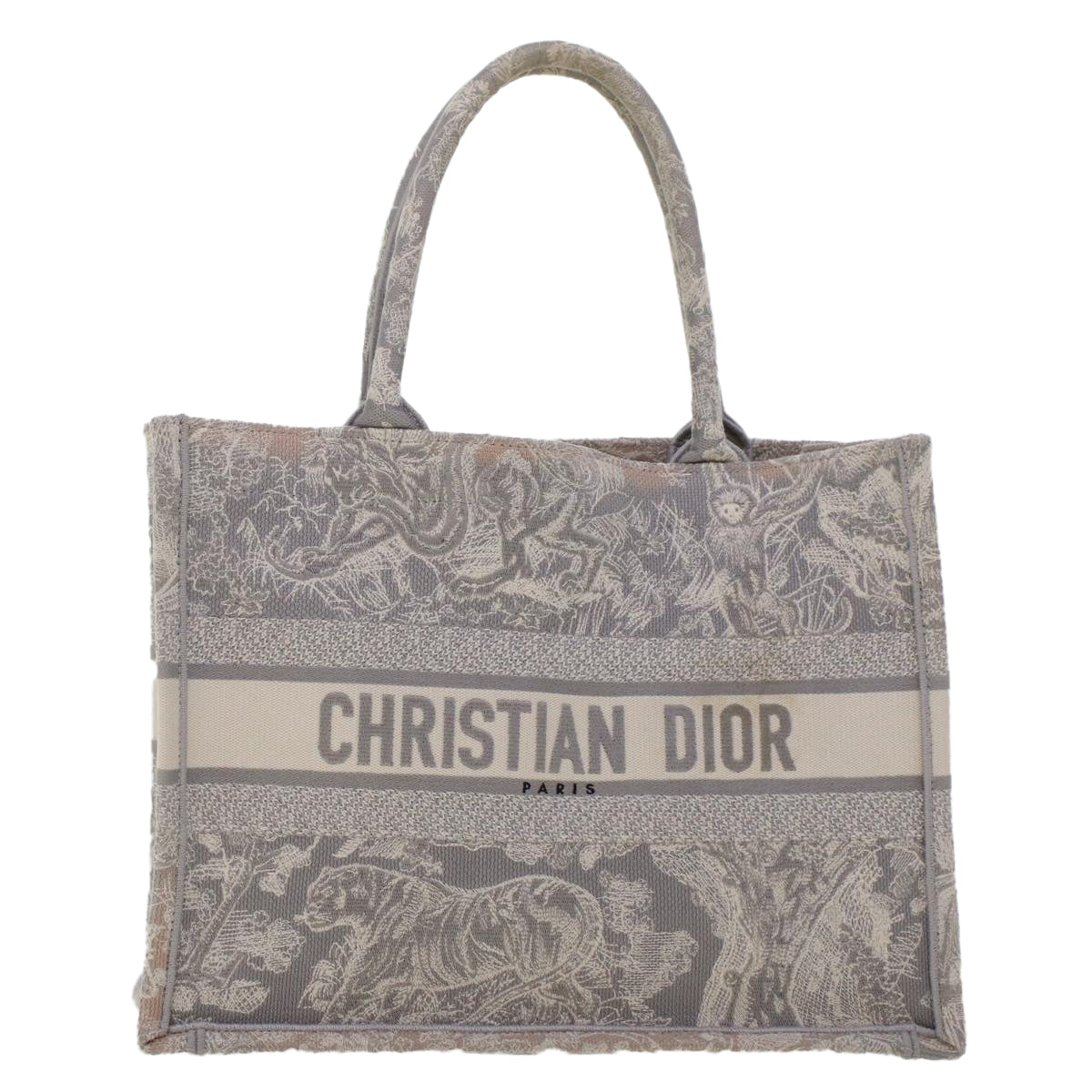 CHRISTIAN DIOR Book Tote Bag Canvas Gray M1286ZTDT_M932 Auth bs6141