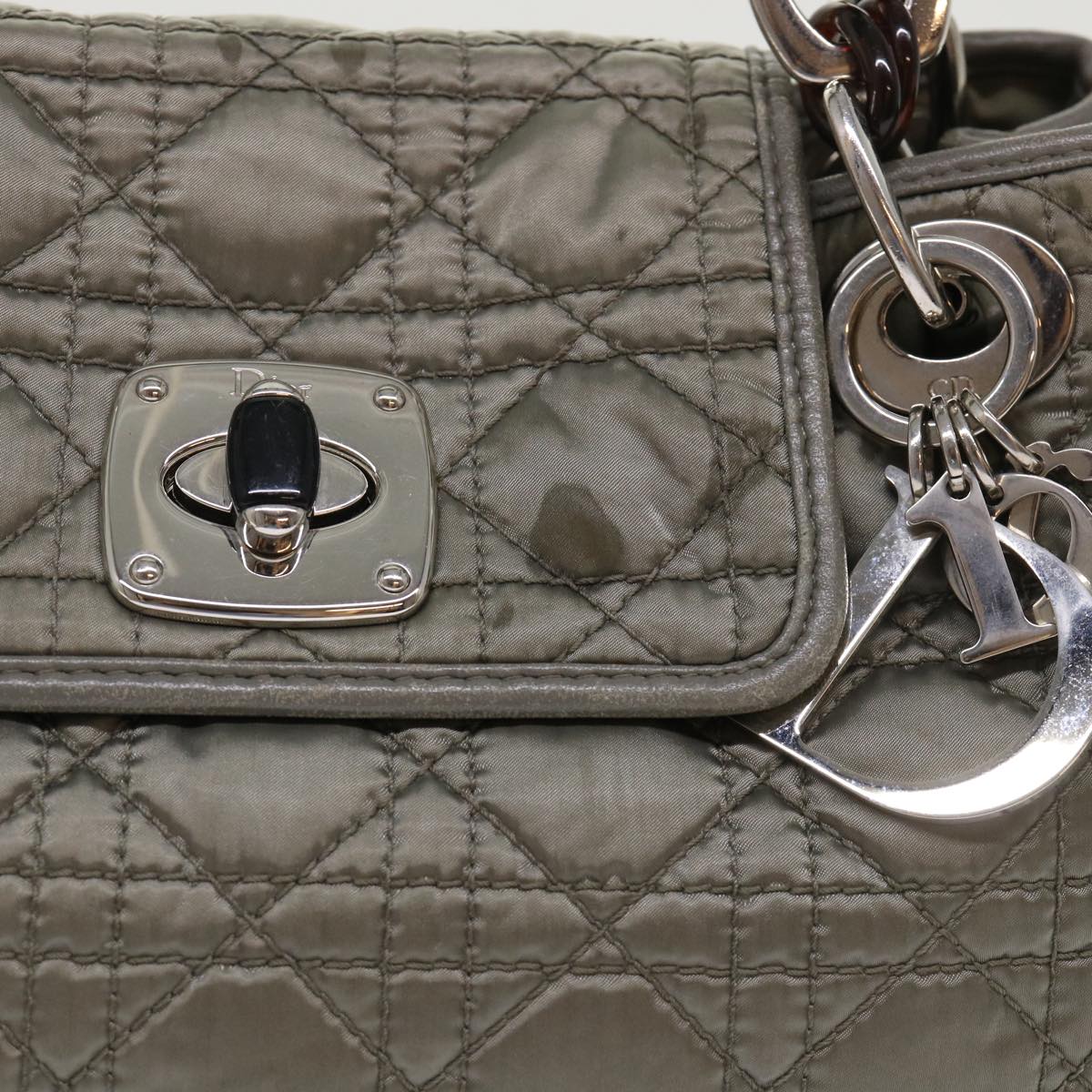 CHRISTIAN DIOR Canage Hand Bag Nylon Gray Auth bs6669