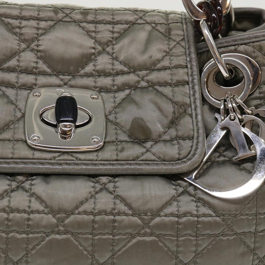 CHRISTIAN DIOR Canage Hand Bag Nylon Gray Auth bs6669