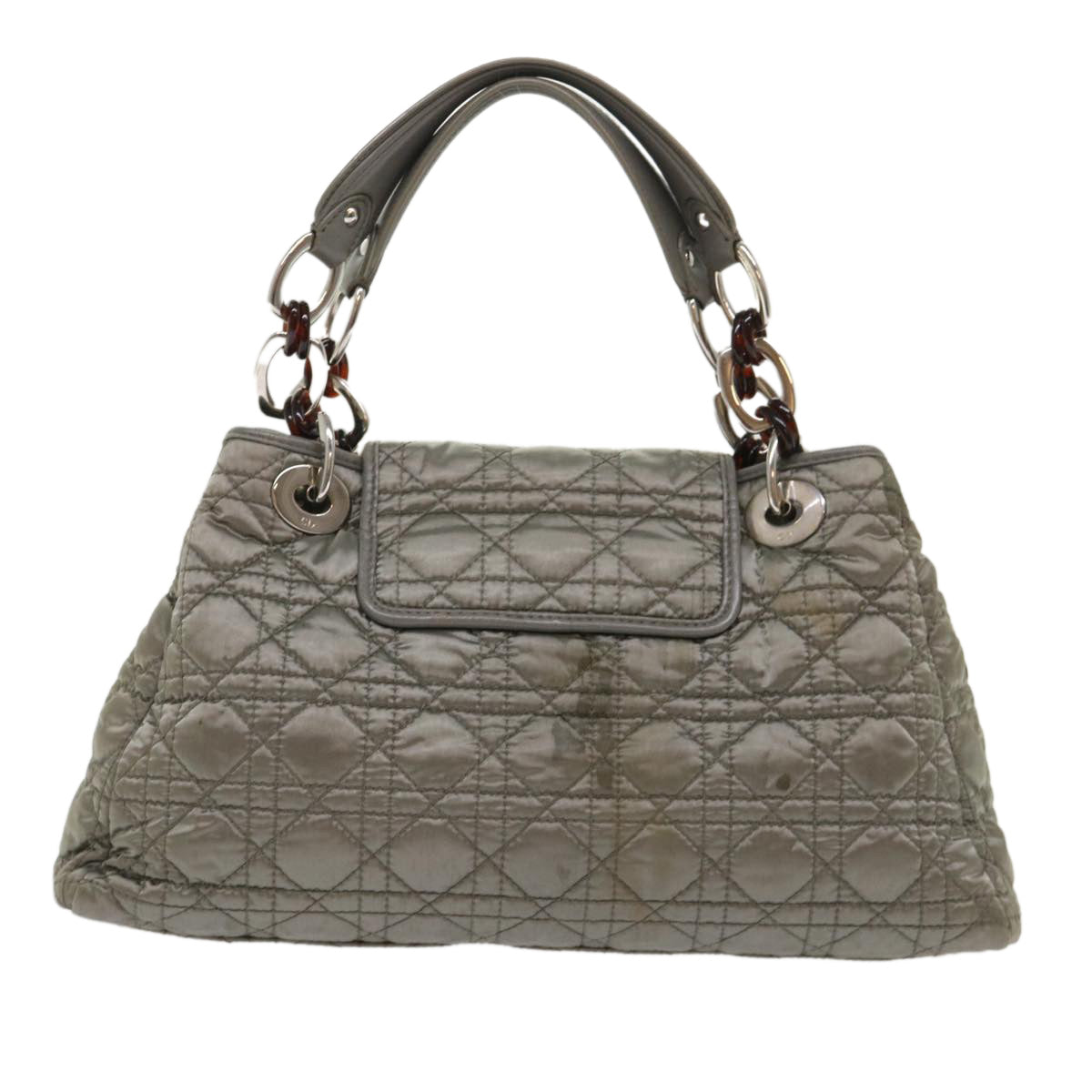 CHRISTIAN DIOR Canage Hand Bag Nylon Gray Auth bs6669