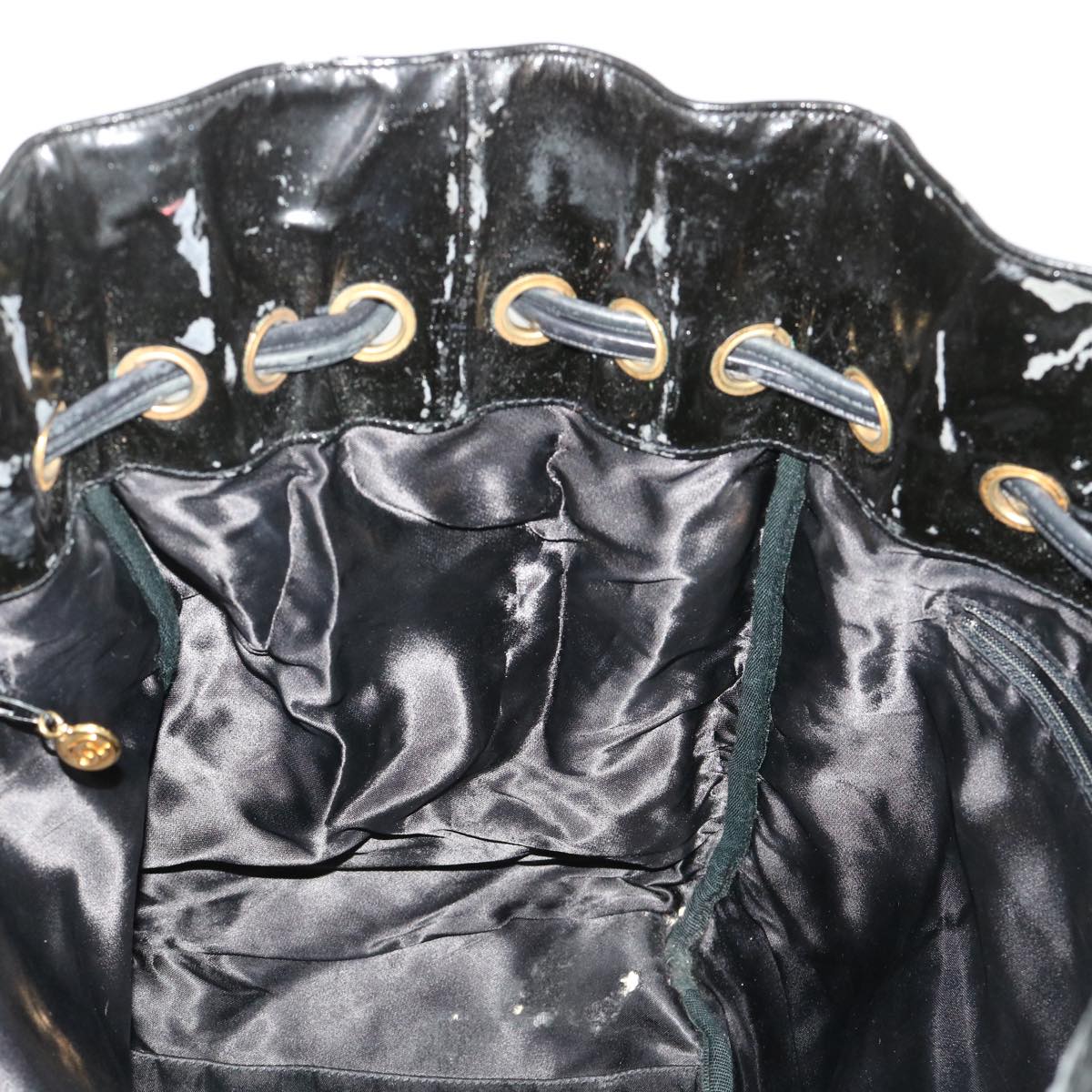 CHANEL Shoulder Bag Patent leather Black CC Auth bs6675