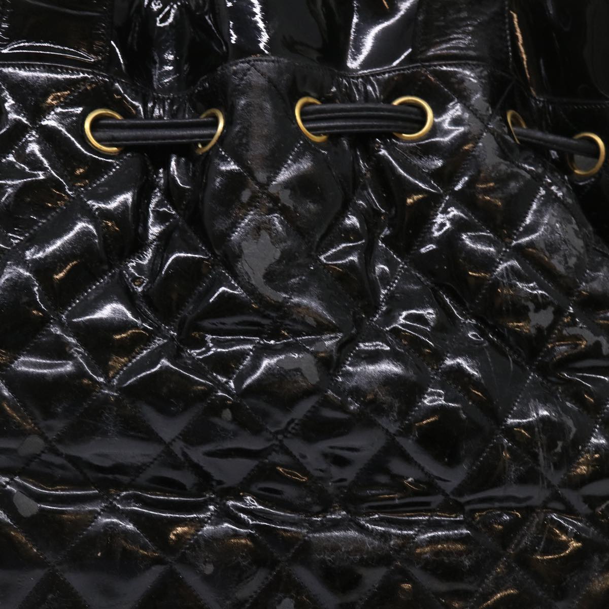 CHANEL Shoulder Bag Patent leather Black CC Auth bs6675