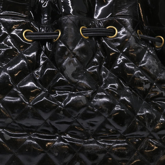 CHANEL Shoulder Bag Patent leather Black CC Auth bs6675