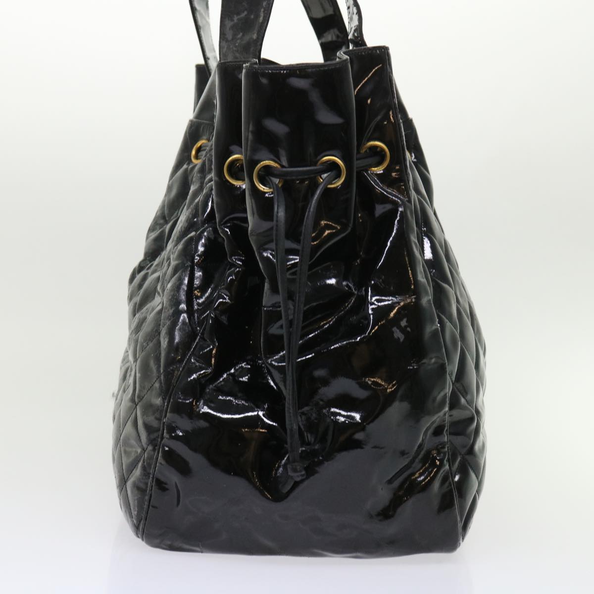 CHANEL Shoulder Bag Patent leather Black CC Auth bs6675