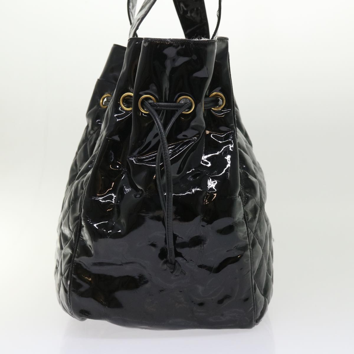 CHANEL Shoulder Bag Patent leather Black CC Auth bs6675
