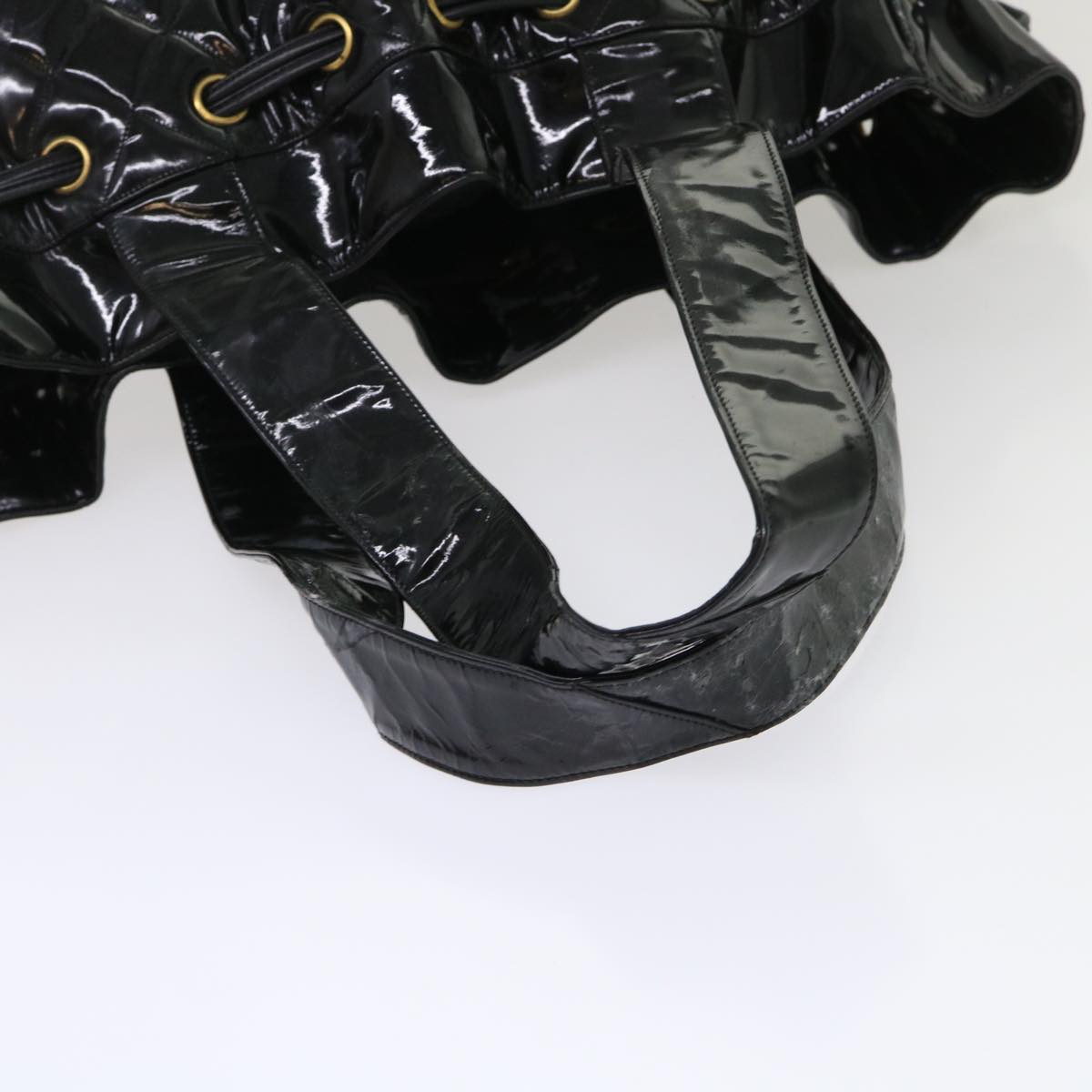 CHANEL Shoulder Bag Patent leather Black CC Auth bs6675