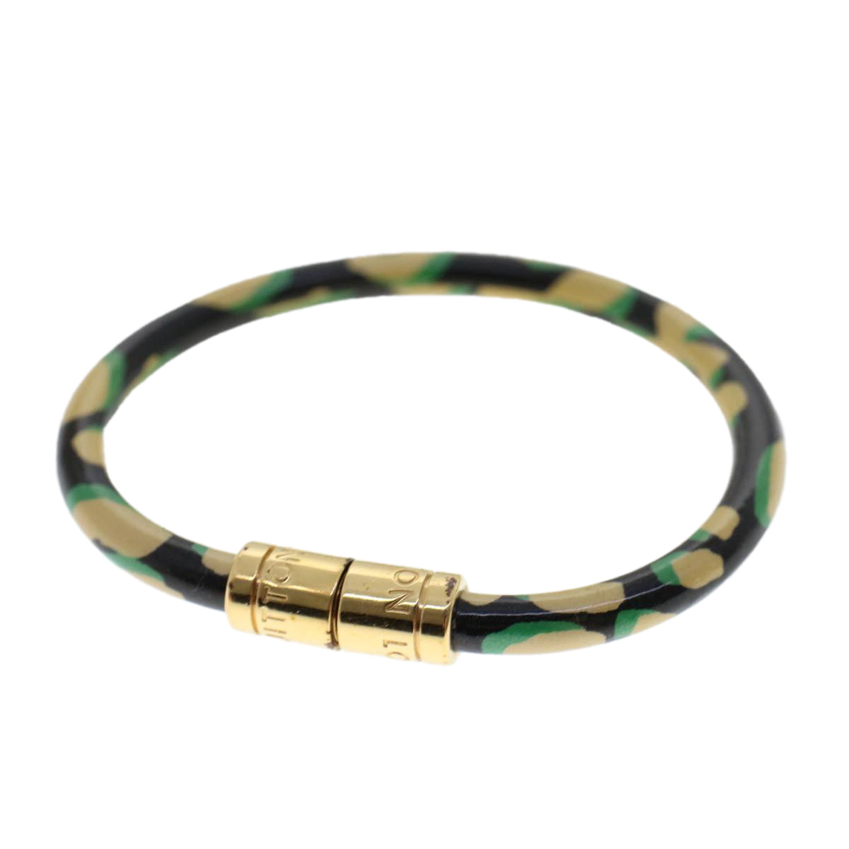 LOUIS VUITTON Monogram Leopard Brassle Bracelet Blue Infini LV  bs6827