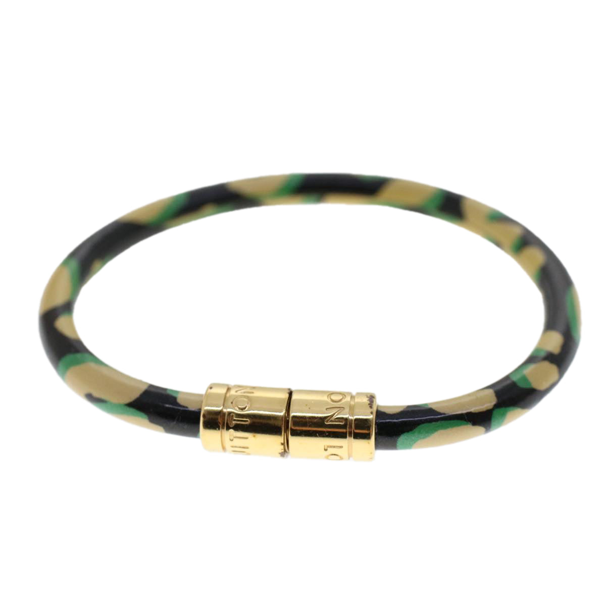 LOUIS VUITTON Monogram Leopard Brassle Bracelet Blue Infini LV  bs6827