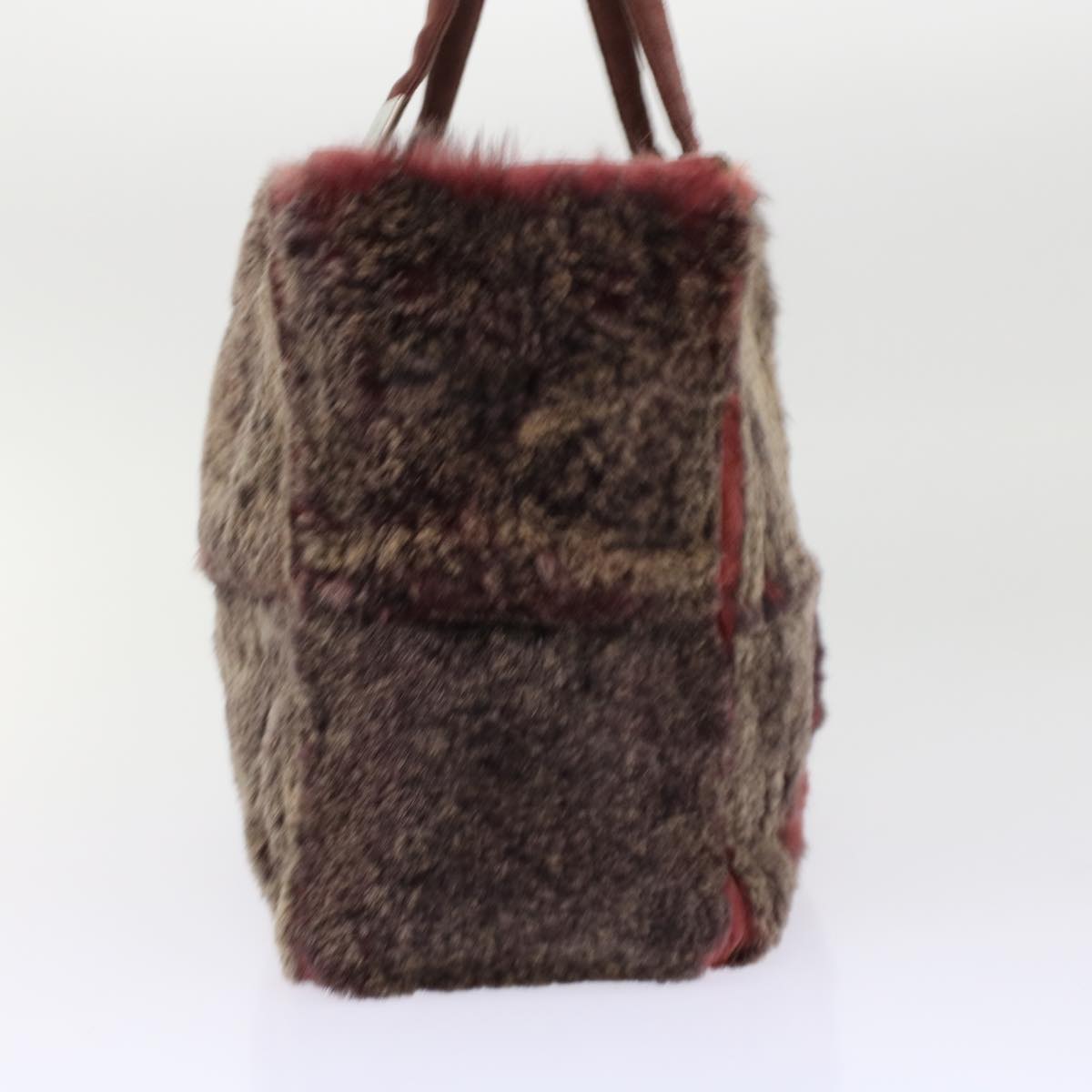 CHANEL Hand Bag Fur Brown CC Auth bs6937