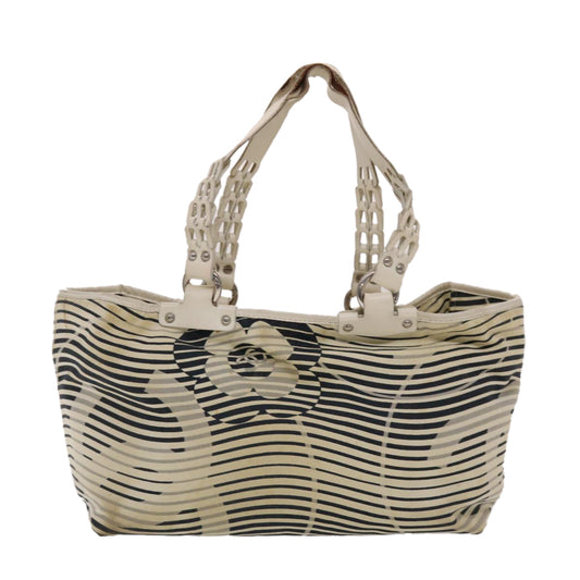 CHANEL Shoulder Bag Canvas White CC Auth bs6944