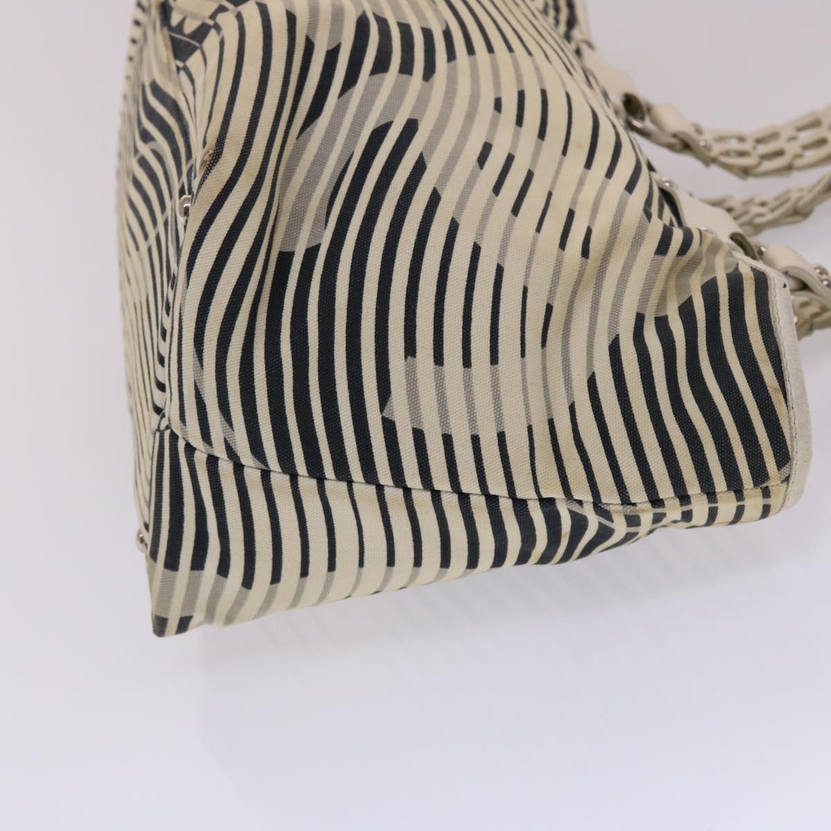 CHANEL Shoulder Bag Canvas White CC Auth bs6944