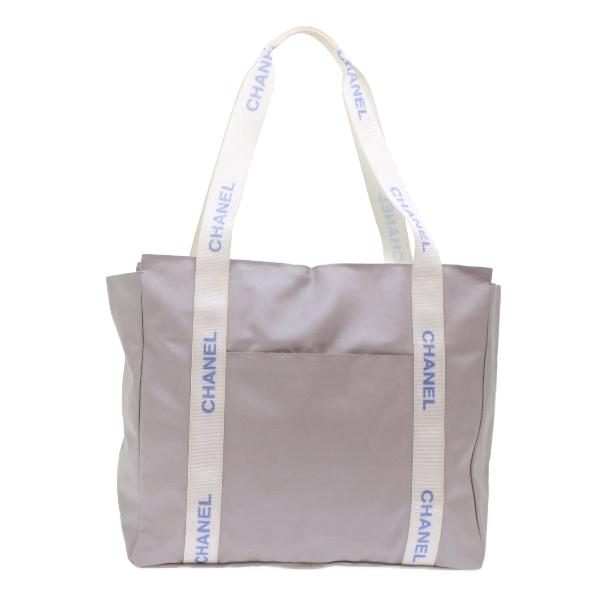 CHANEL Tote Bag Nylon Gray CC Auth bs6959