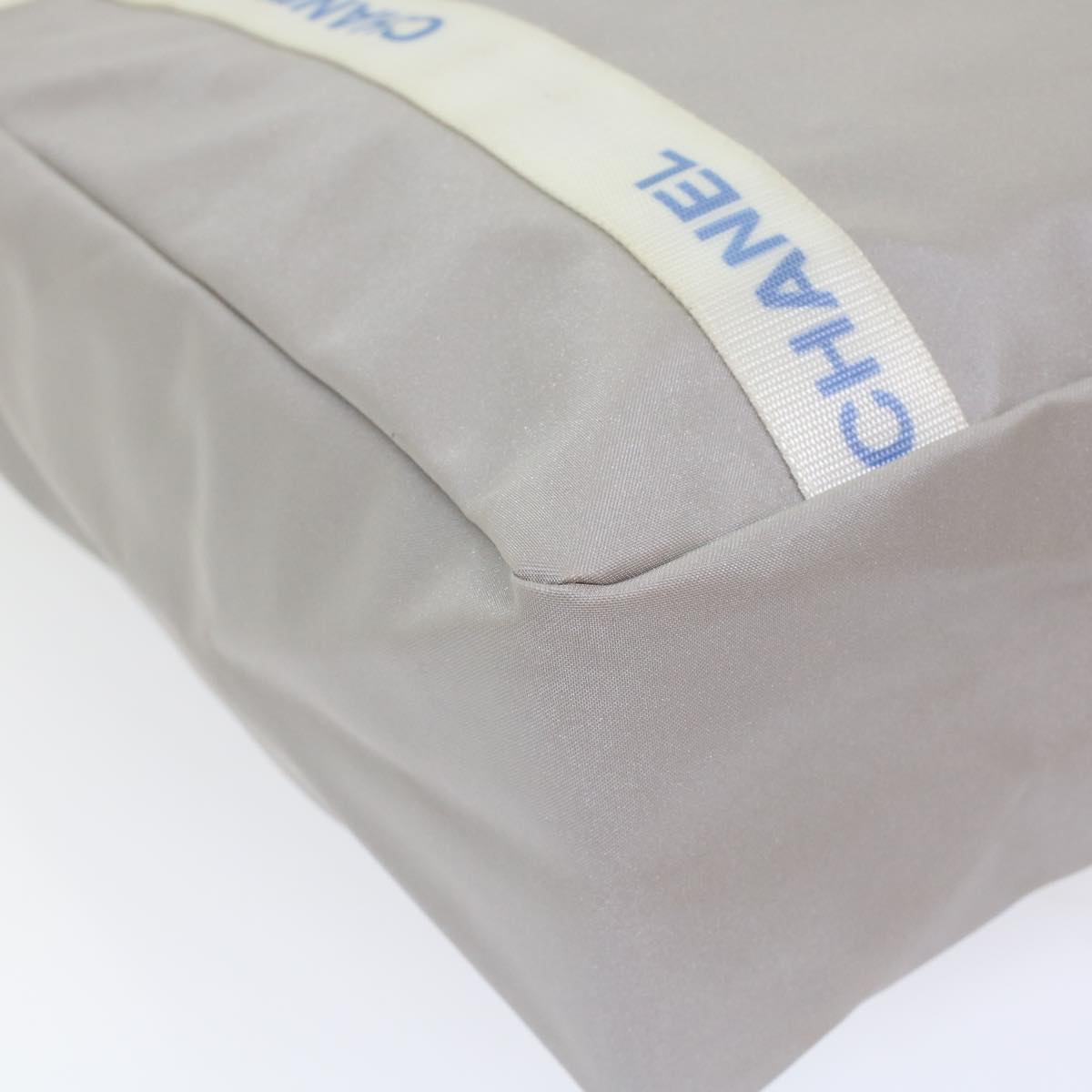 CHANEL Tote Bag Nylon Gray CC Auth bs6959