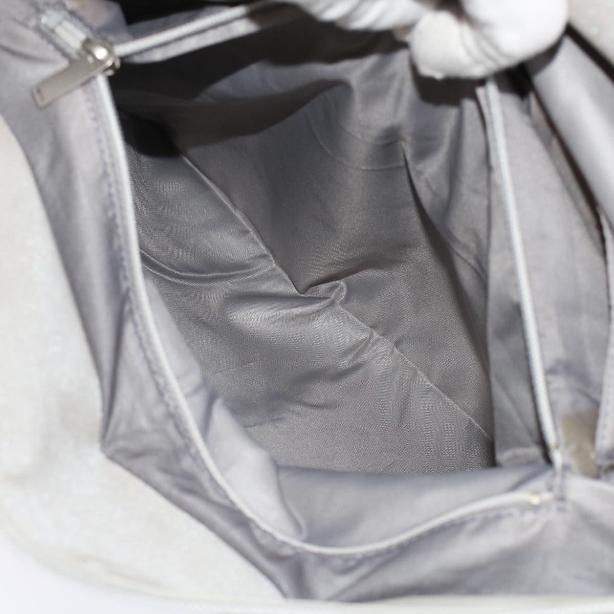 CHANEL Tote Bag Nylon Gray CC Auth bs6959