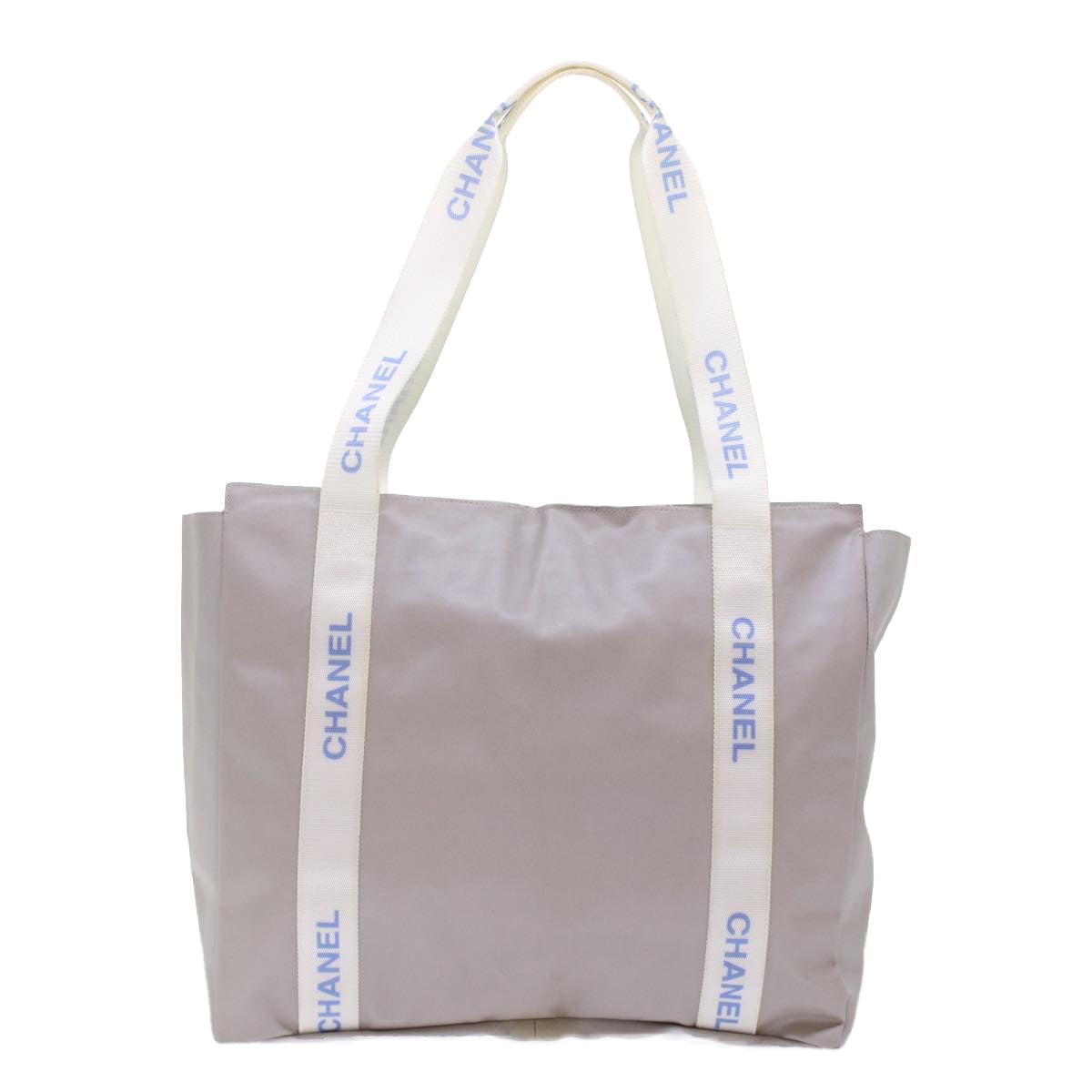 CHANEL Tote Bag Nylon Gray CC Auth bs6959