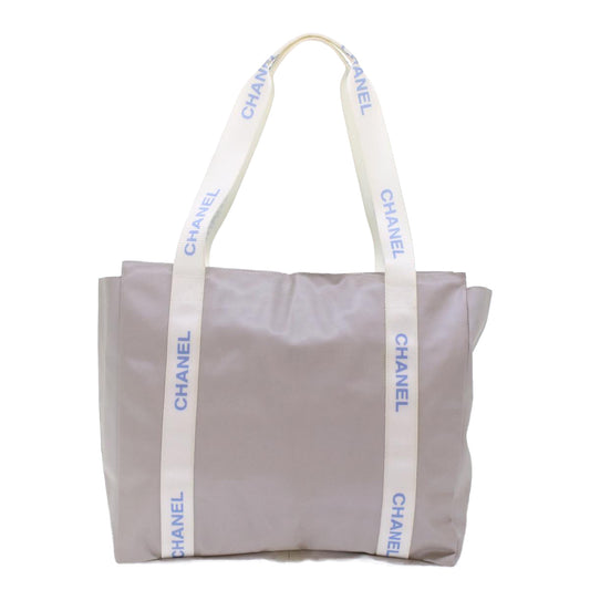 CHANEL Tote Bag Nylon Gray CC Auth bs6959