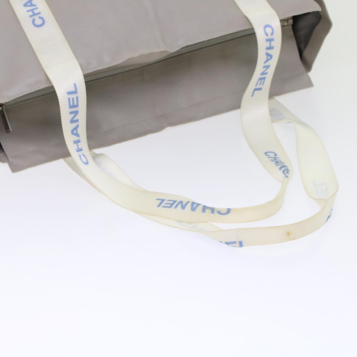 CHANEL Tote Bag Nylon Gray CC Auth bs6959