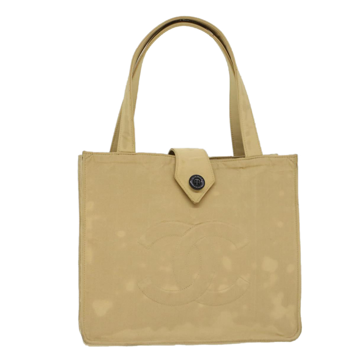 CHANEL Shoulder Bag Nylon Beige CC Auth bs7114