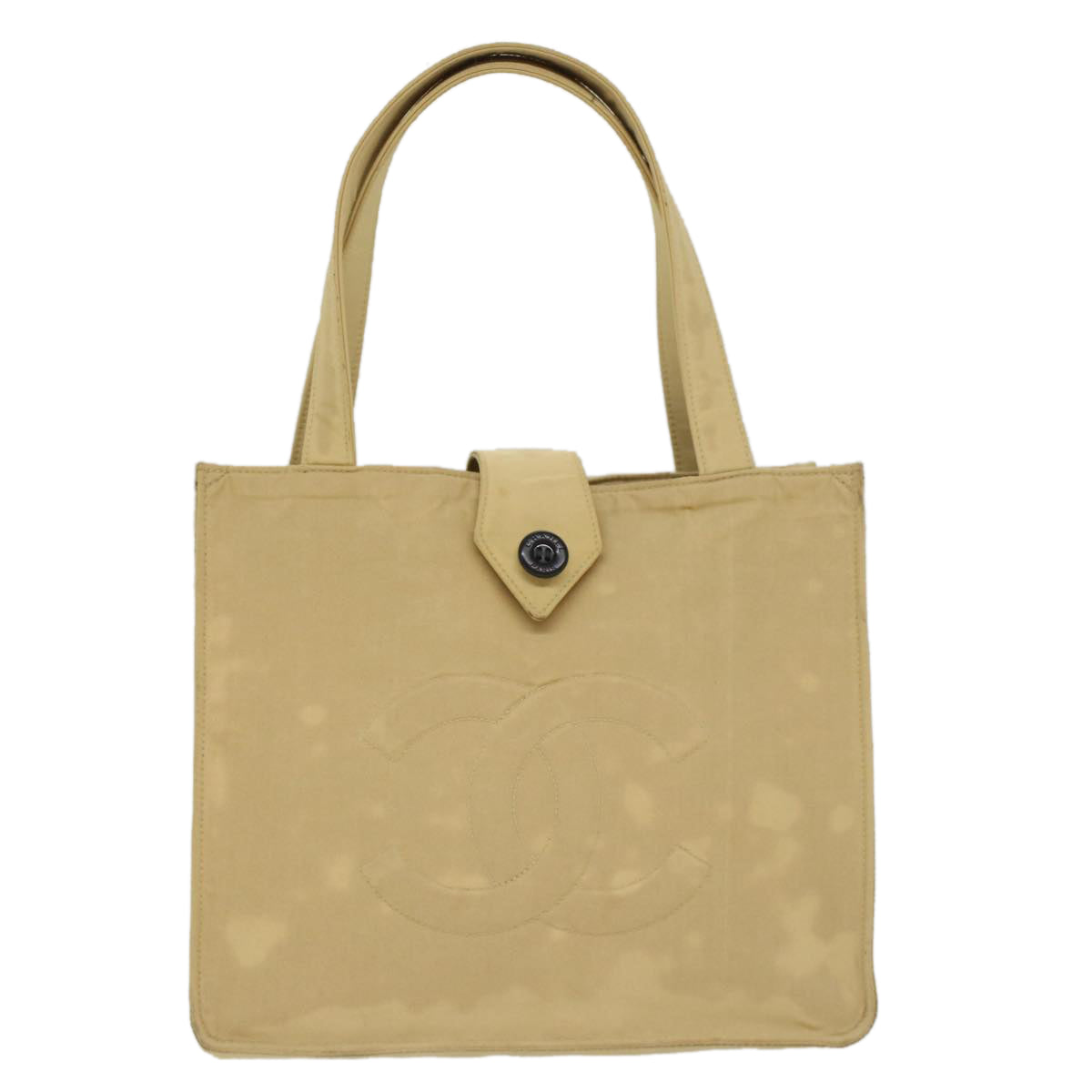 CHANEL Shoulder Bag Nylon Beige CC Auth bs7114