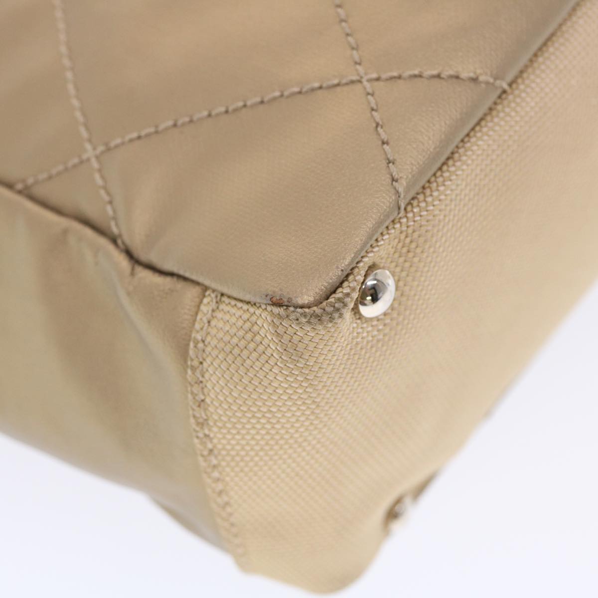 CHANEL Paris Biarritz Hand Bag Coated Canvas Gold Tone CC Auth bs7162