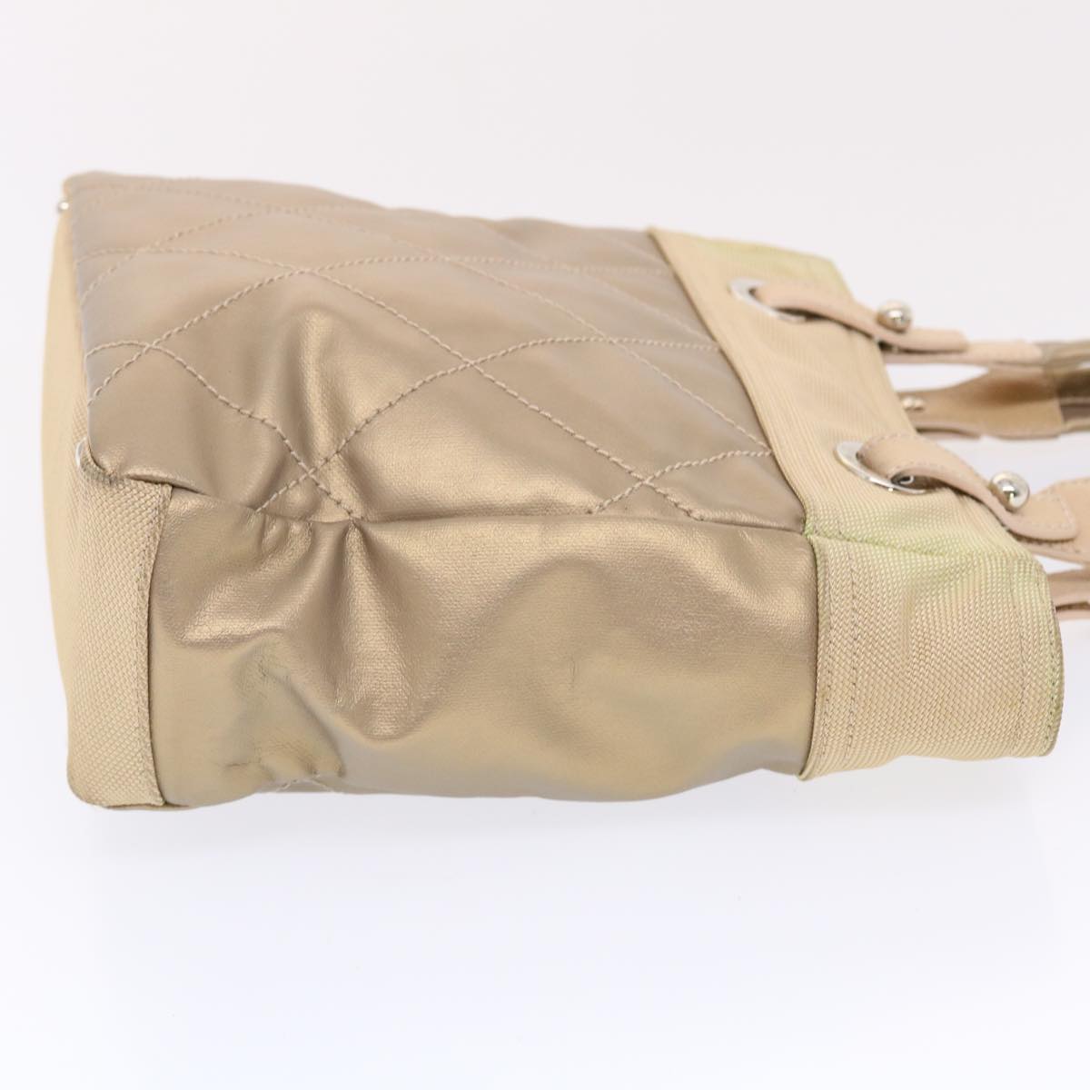 CHANEL Paris Biarritz Hand Bag Coated Canvas Gold Tone CC Auth bs7162