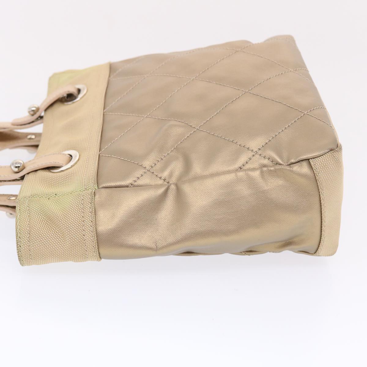 CHANEL Paris Biarritz Hand Bag Coated Canvas Gold Tone CC Auth bs7162