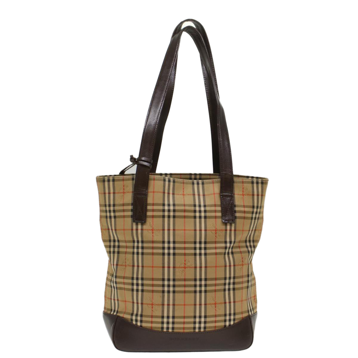 BURBERRY Nova Check Hand Bag Nylon Beige Auth bs7211