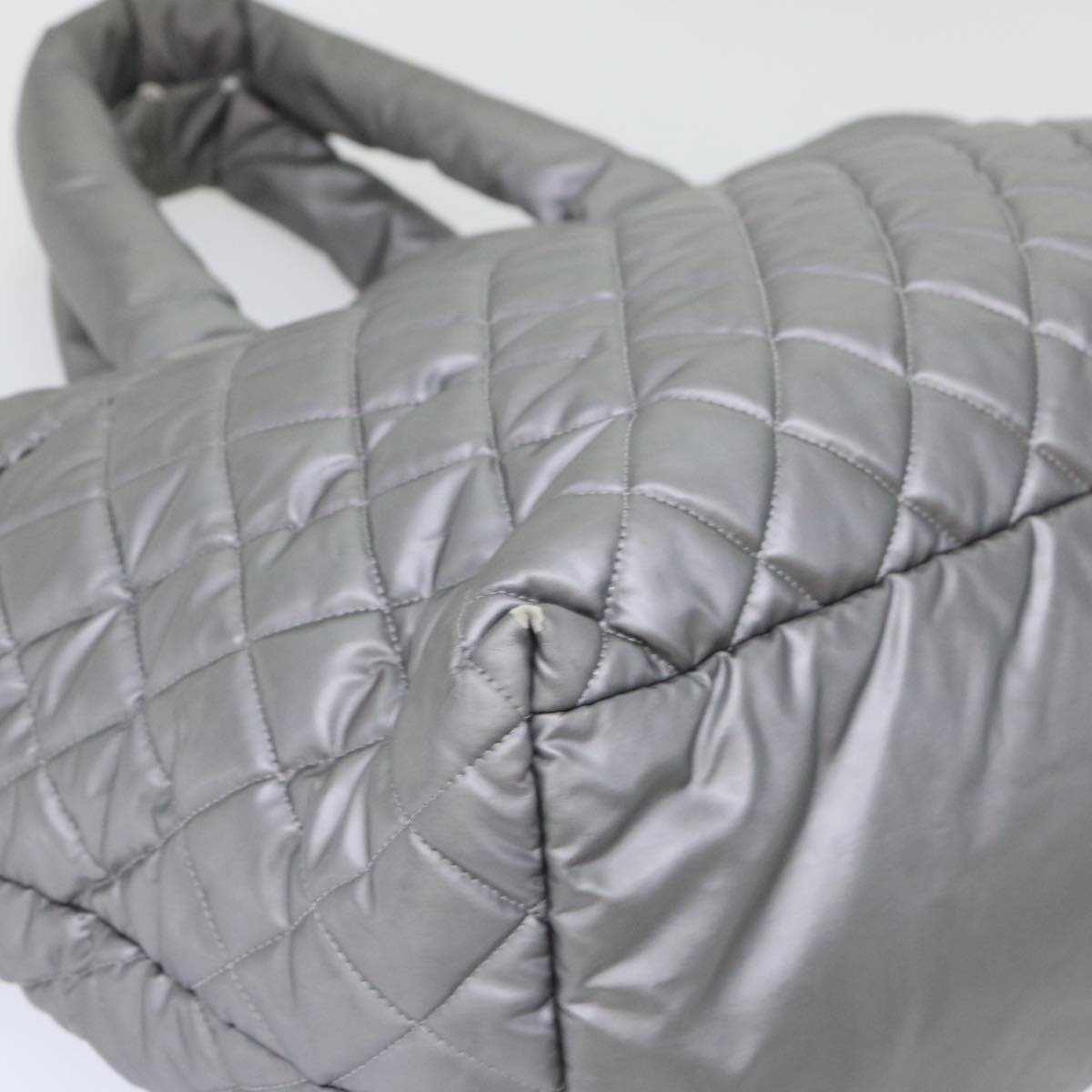 Top Quality Chanel Cococoon Hand Bag Nylon Silver CC Auth bs7271