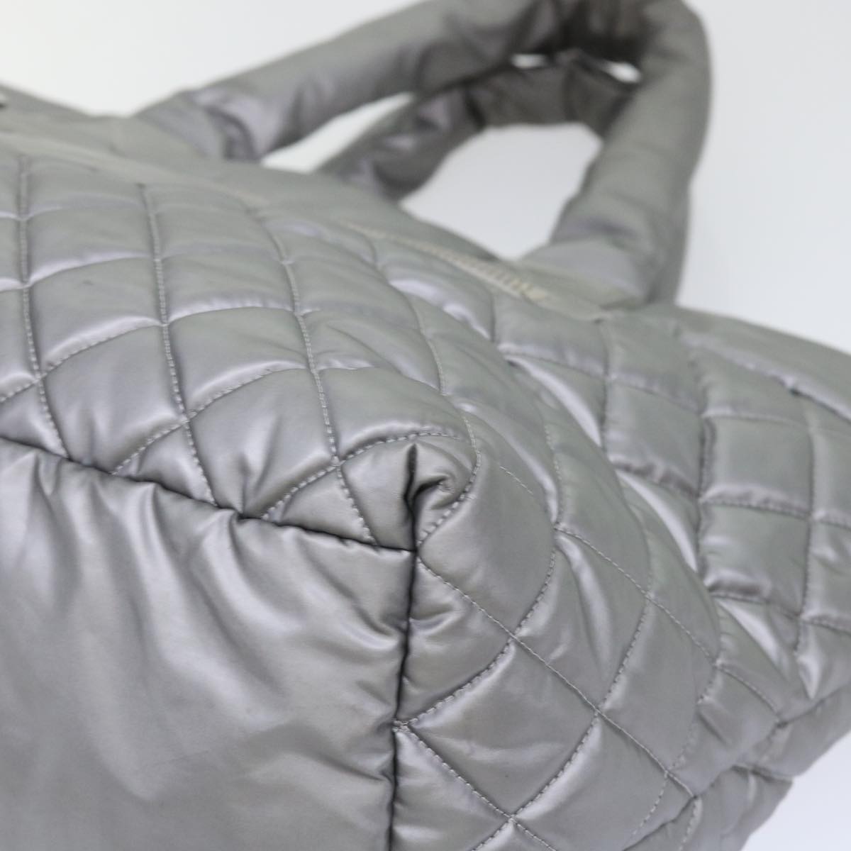Top Quality Chanel Cococoon Hand Bag Nylon Silver CC Auth bs7271