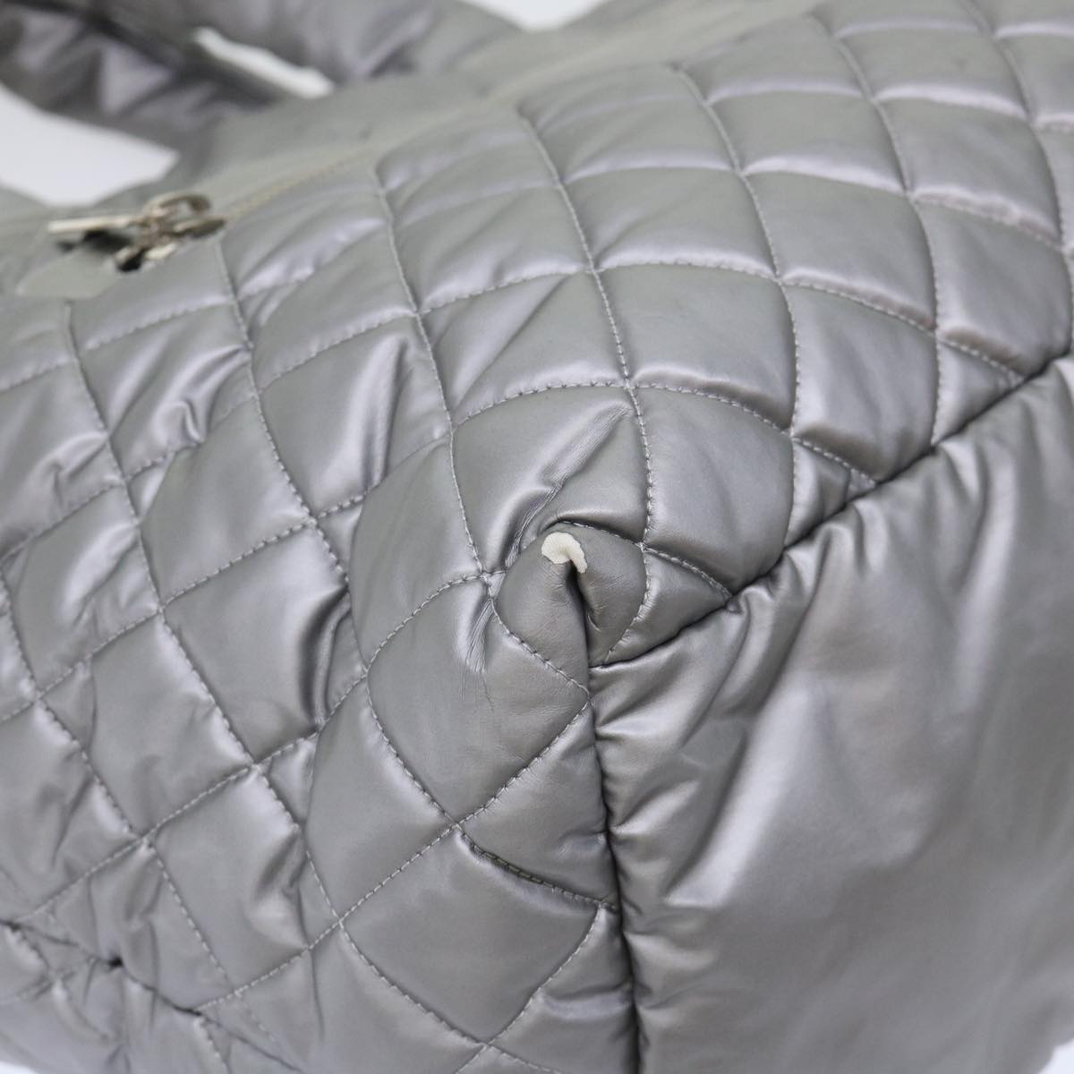 Top Quality Chanel Cococoon Hand Bag Nylon Silver CC Auth bs7271